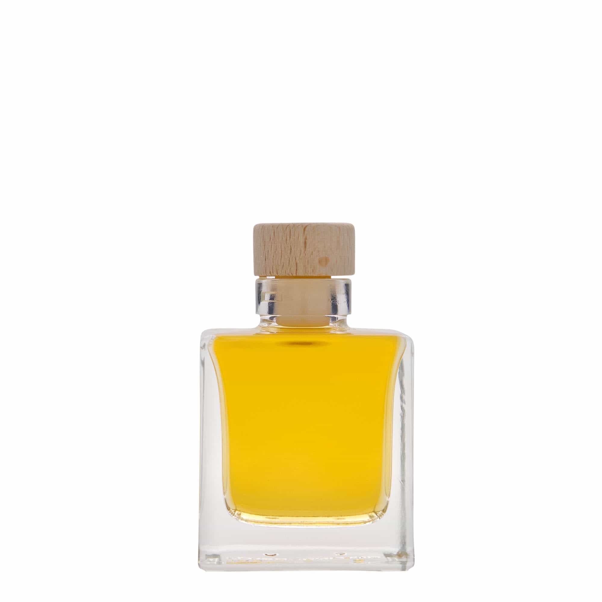 100 ml Garrafa de vidro 'Cube', quadrada, boca: Cortiça