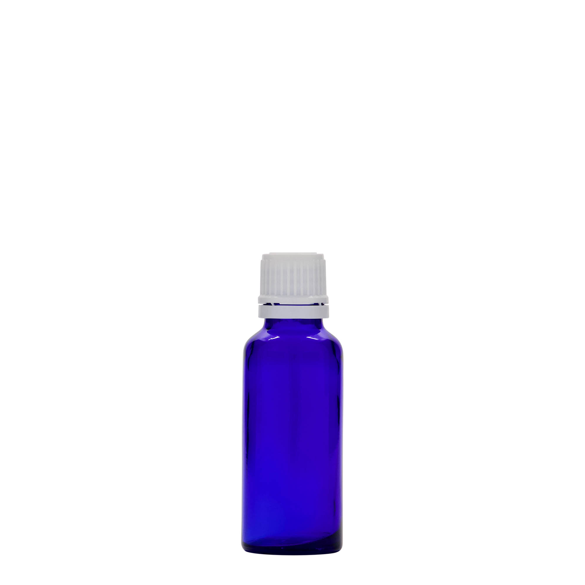 Frasco de medicamento de 30 ml, vidro, azul royal, boca: DIN 18