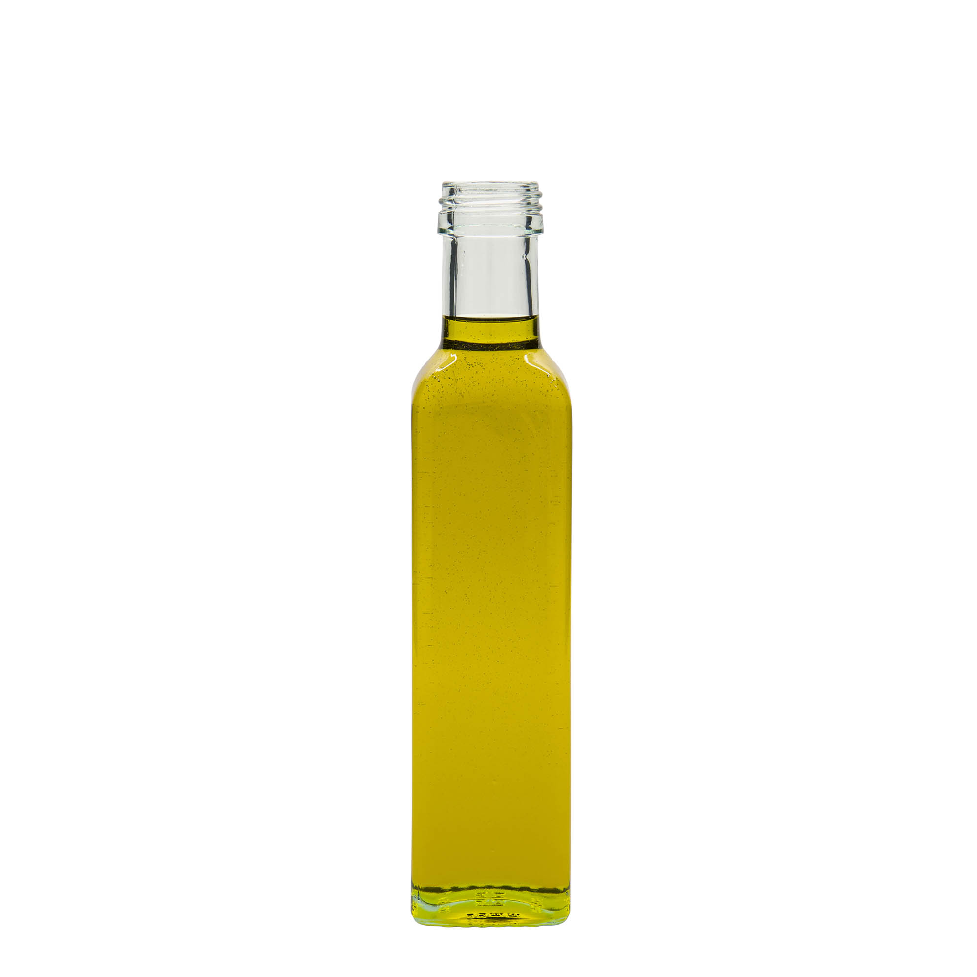 Garrafa de vidro de 250 ml 'Marasca', quadrada, boca: PP 31,5 Garrafa de vidro de 250 ml 'Marasca', quadrada, boca: PP 31,5