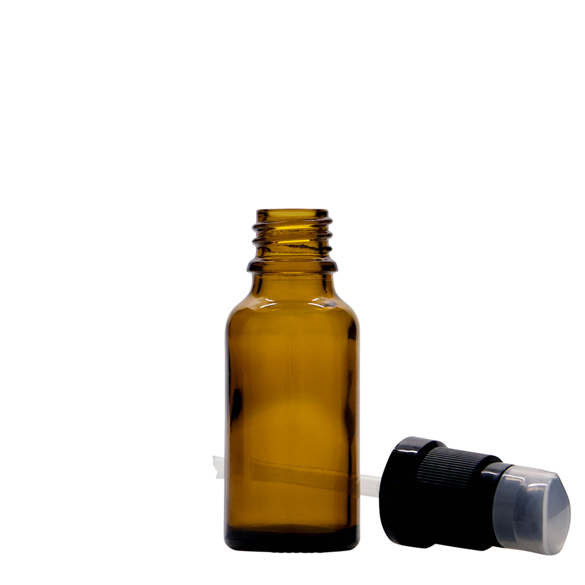 Frasco médico de 20 ml com bomba de loção, vidro, castanho, boca: DIN 18