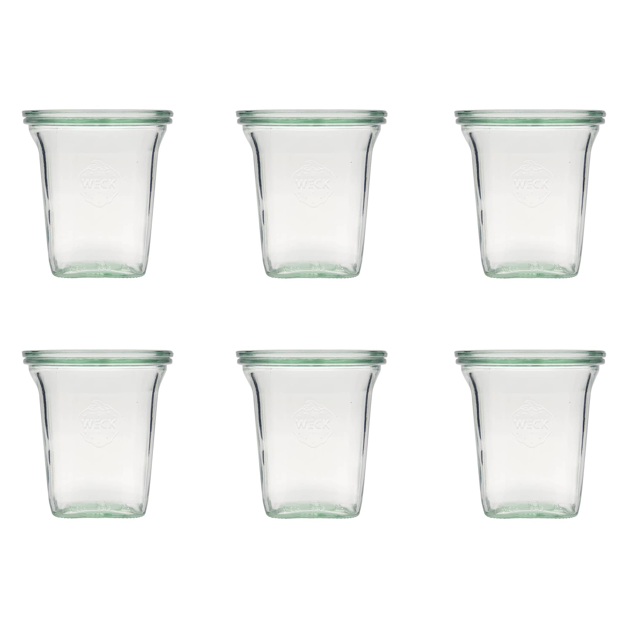 6x 545 ml WECK-Quadroglas com tampa de vidro RR 100