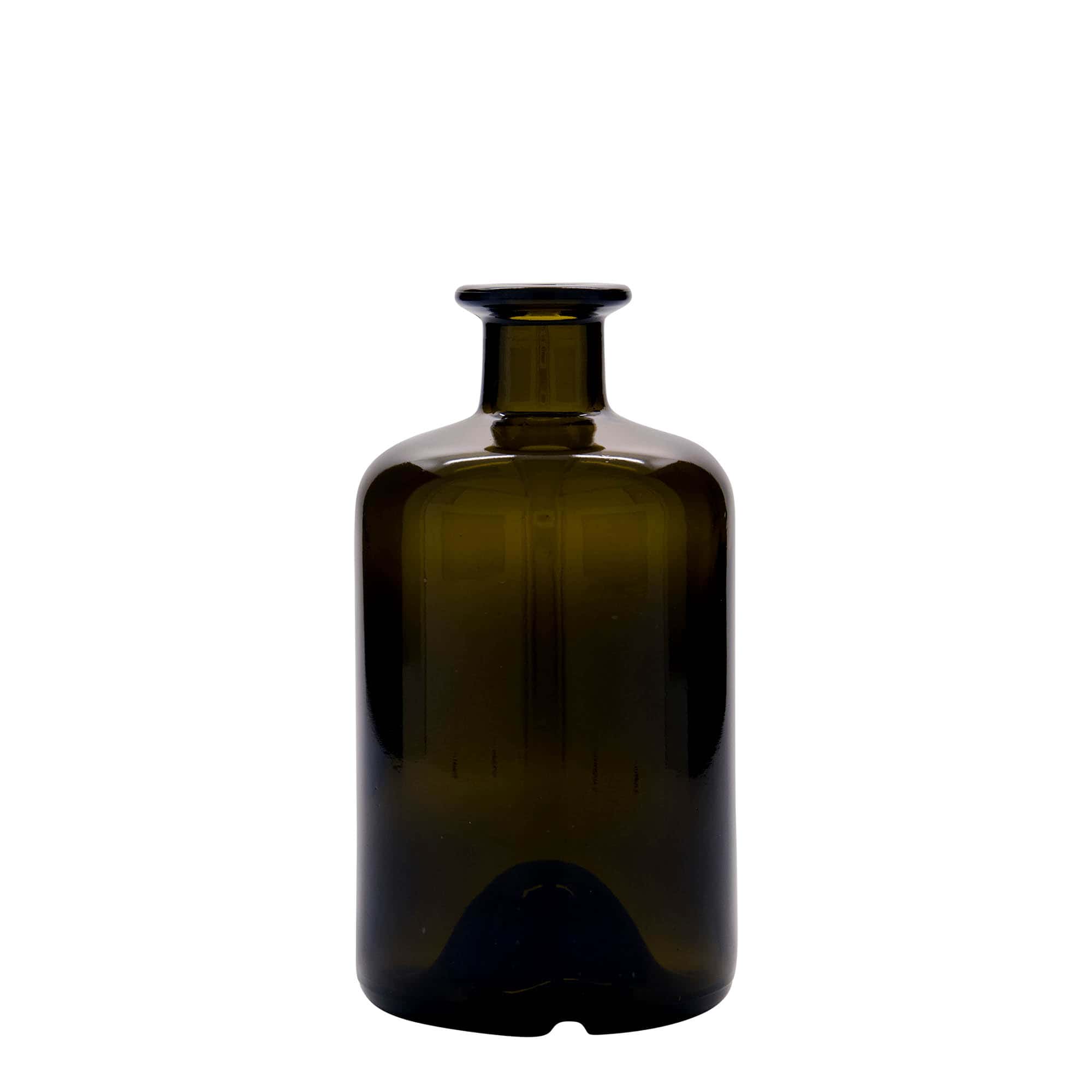 500 ml Garrafa de vidro farmacêutica, verde antigo, boca: Cortiça 500 ml Garrafa de vidro farmacêutica, verde antigo, boca: Cortiça