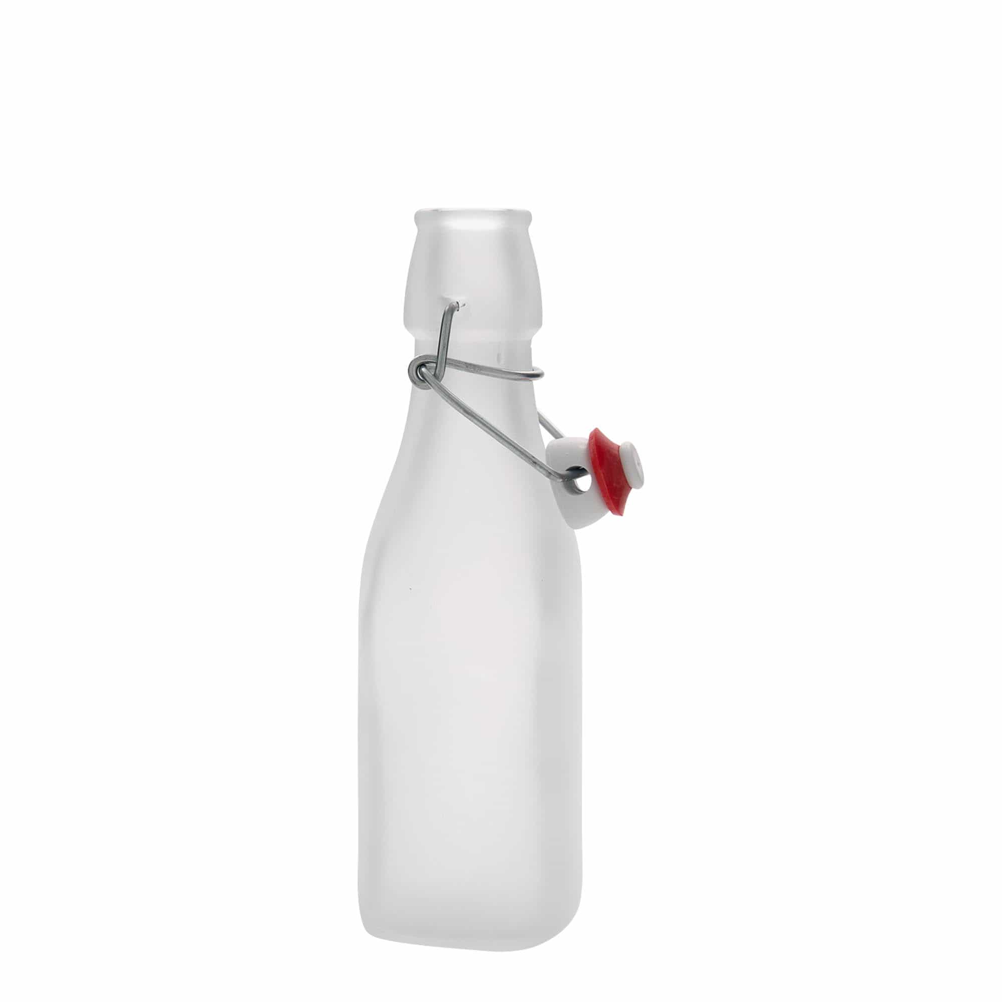 Frasco de vidro de 250 ml 'Swing, quadrado, branco, boca: fecho de alavanca' Frasco de vidro de 250 ml 'Swing, quadrado, branco, boca: fecho de alavanca'