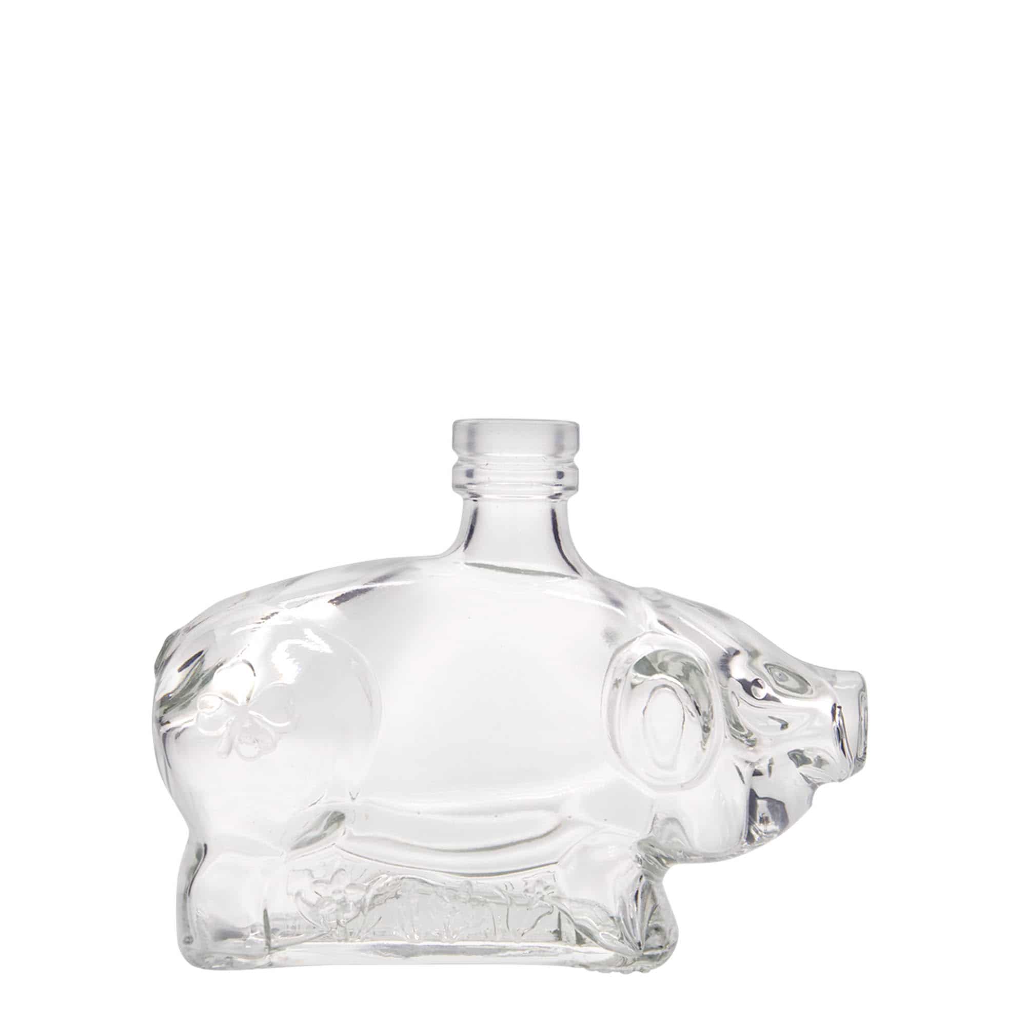 200 ml Garrafa de vidro 'Porco da sorte', boca: Cortiça 200 ml Garrafa de vidro 'Porco da sorte', boca: Cortiça