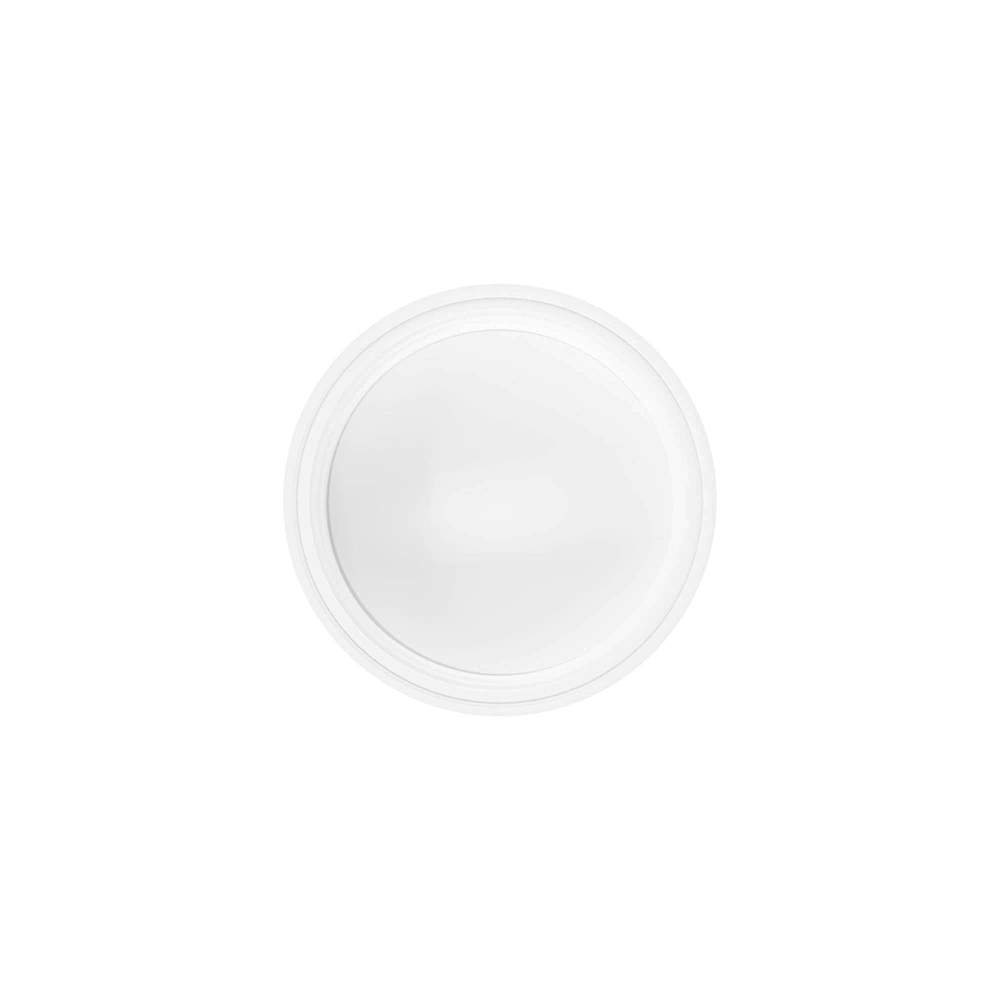 Tampa de rosca 50 ml, plástico SAN, branco Tampa de rosca 50 ml, plástico SAN, branco