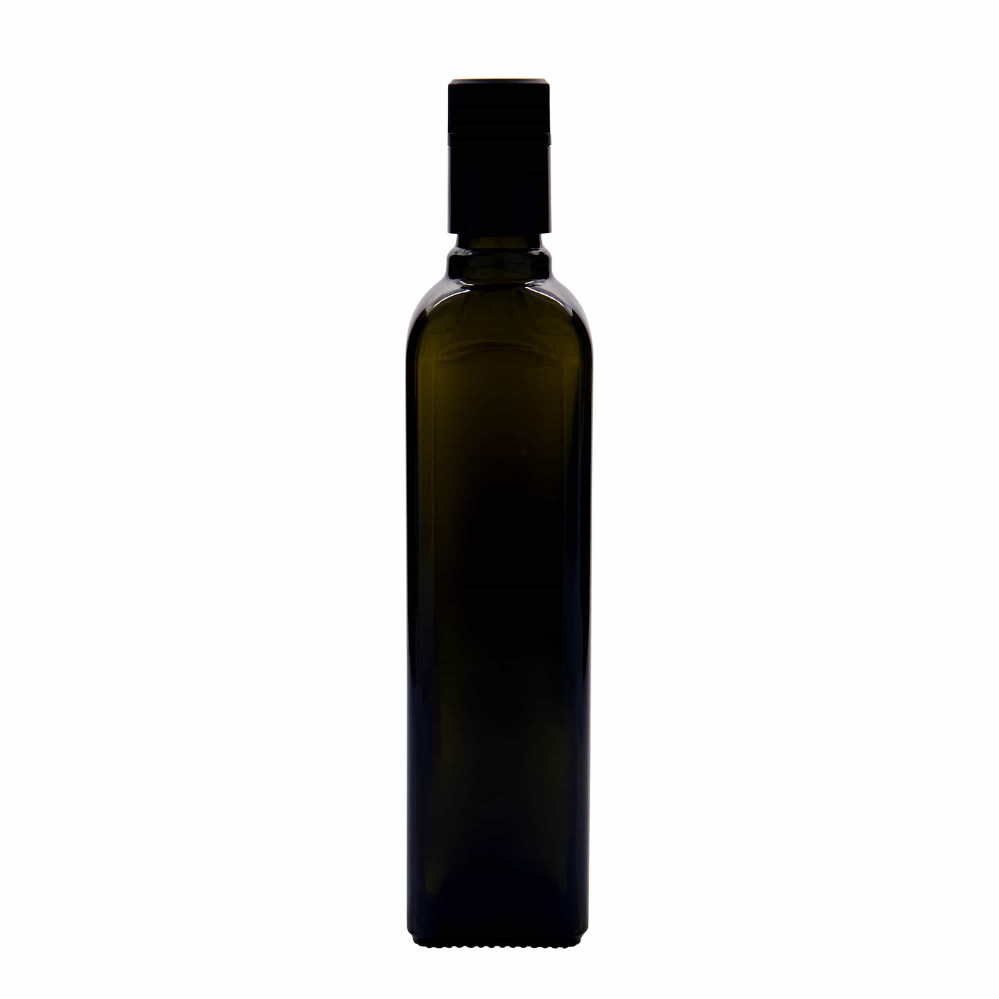 Garrafa de vinagre/óleo 'Quadra' 500 ml, vidro, quadrada, verde antigo, bocal: DOP