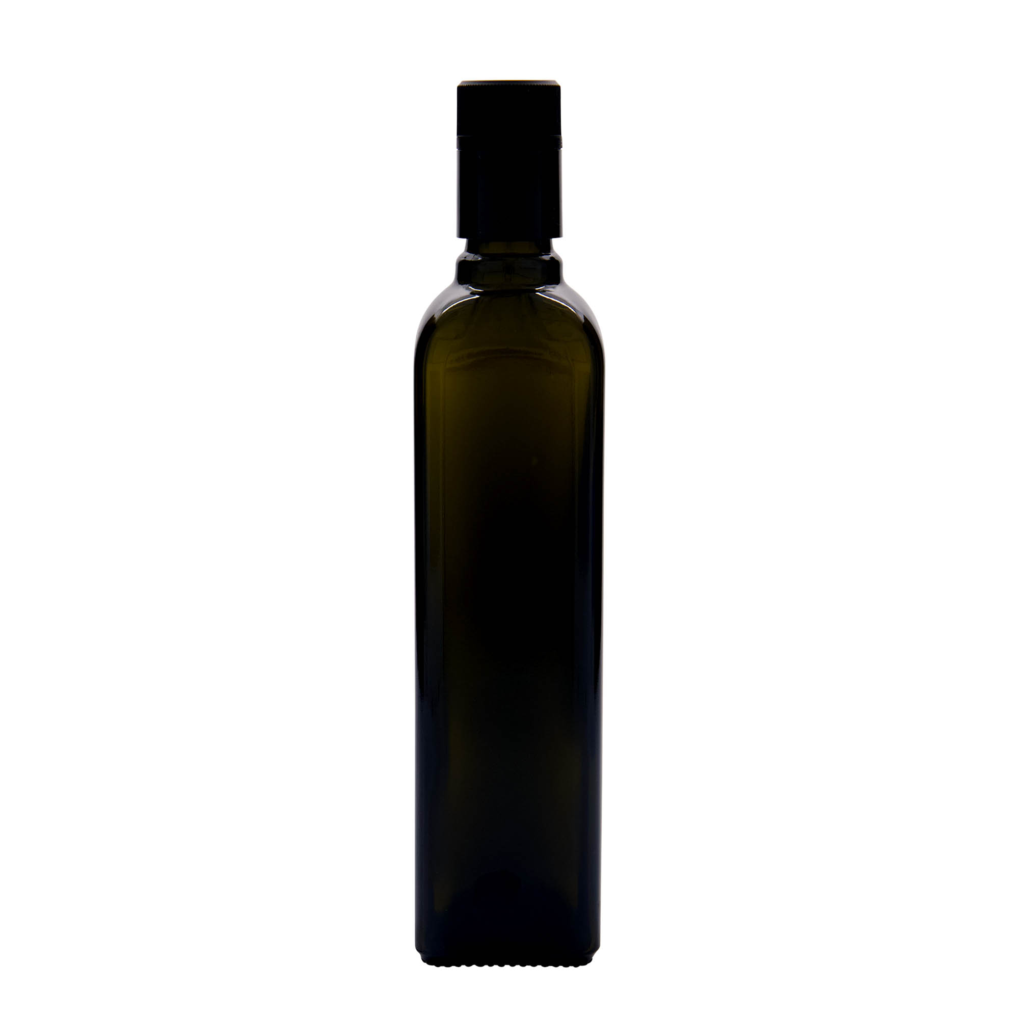 Garrafa de vinagre/óleo 'Quadra' 500 ml, vidro, quadrada, verde antigo, bocal: DOP Garrafa de vinagre/óleo 'Quadra' 500 ml, vidro, quadrada, verde antigo, bocal: DOP