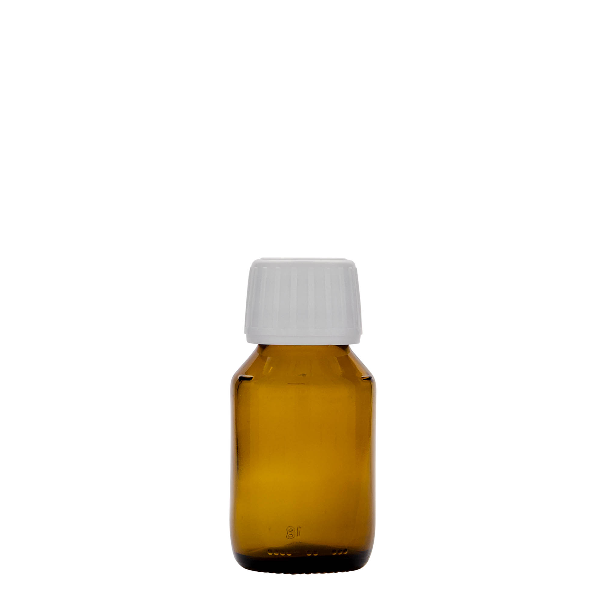 Frasco médico de 50 ml, castanho, vidro, boca: PP 28