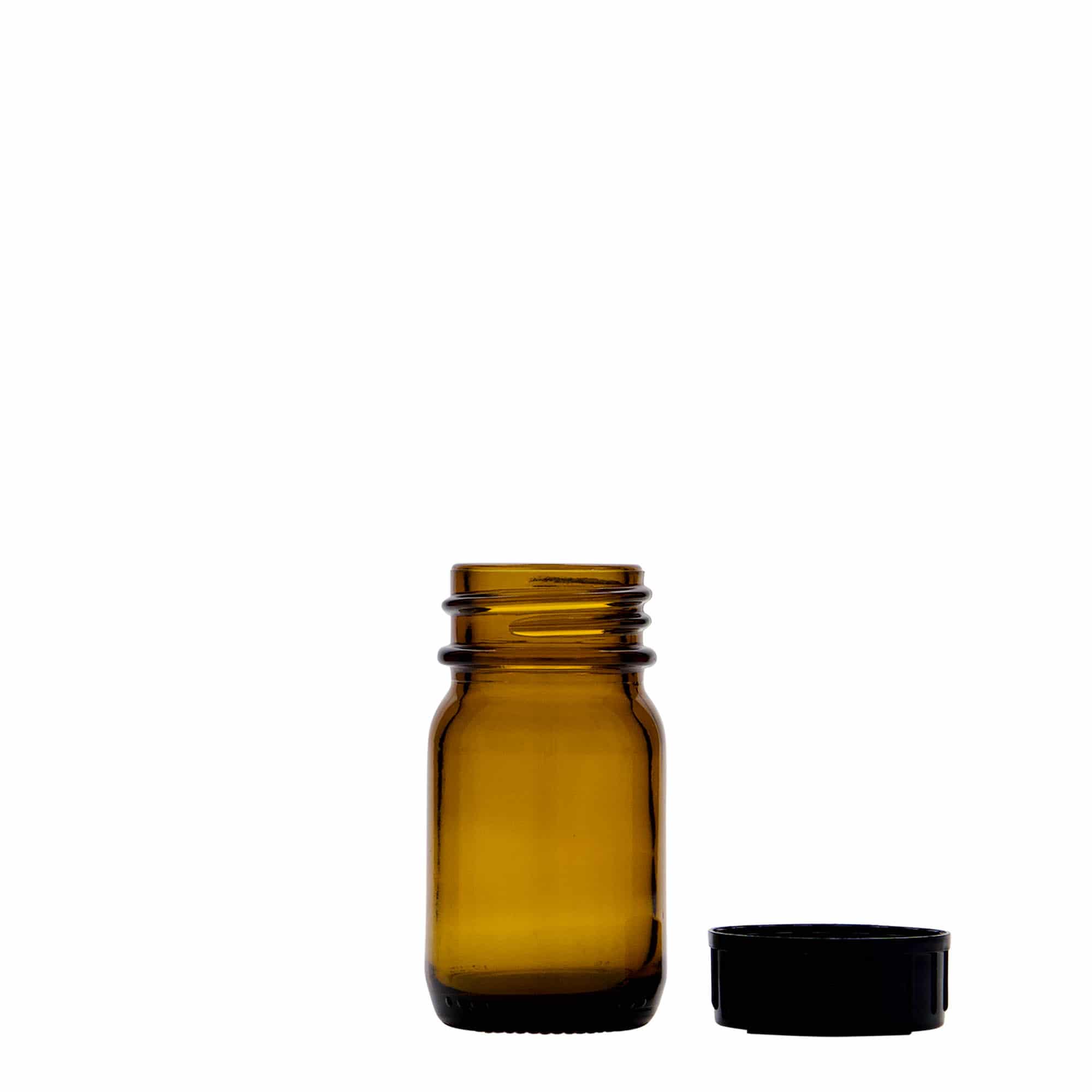 Frasco de vidro de pescoço largo de 30 ml, castanho, boca: DIN 32