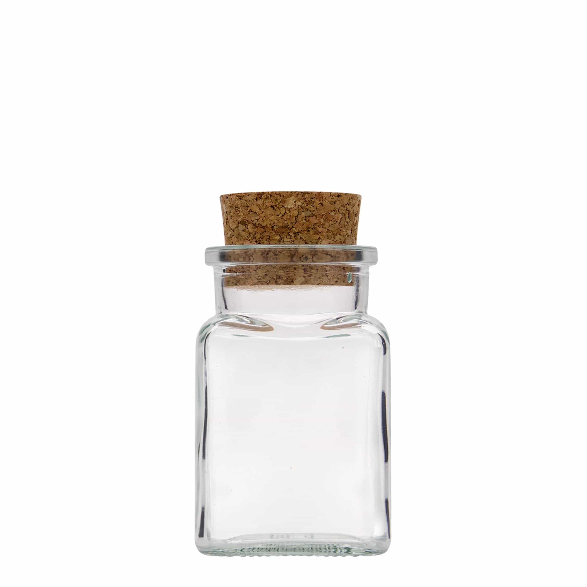 150 ml frasco de cortiça, quadrado, boca: cortiça