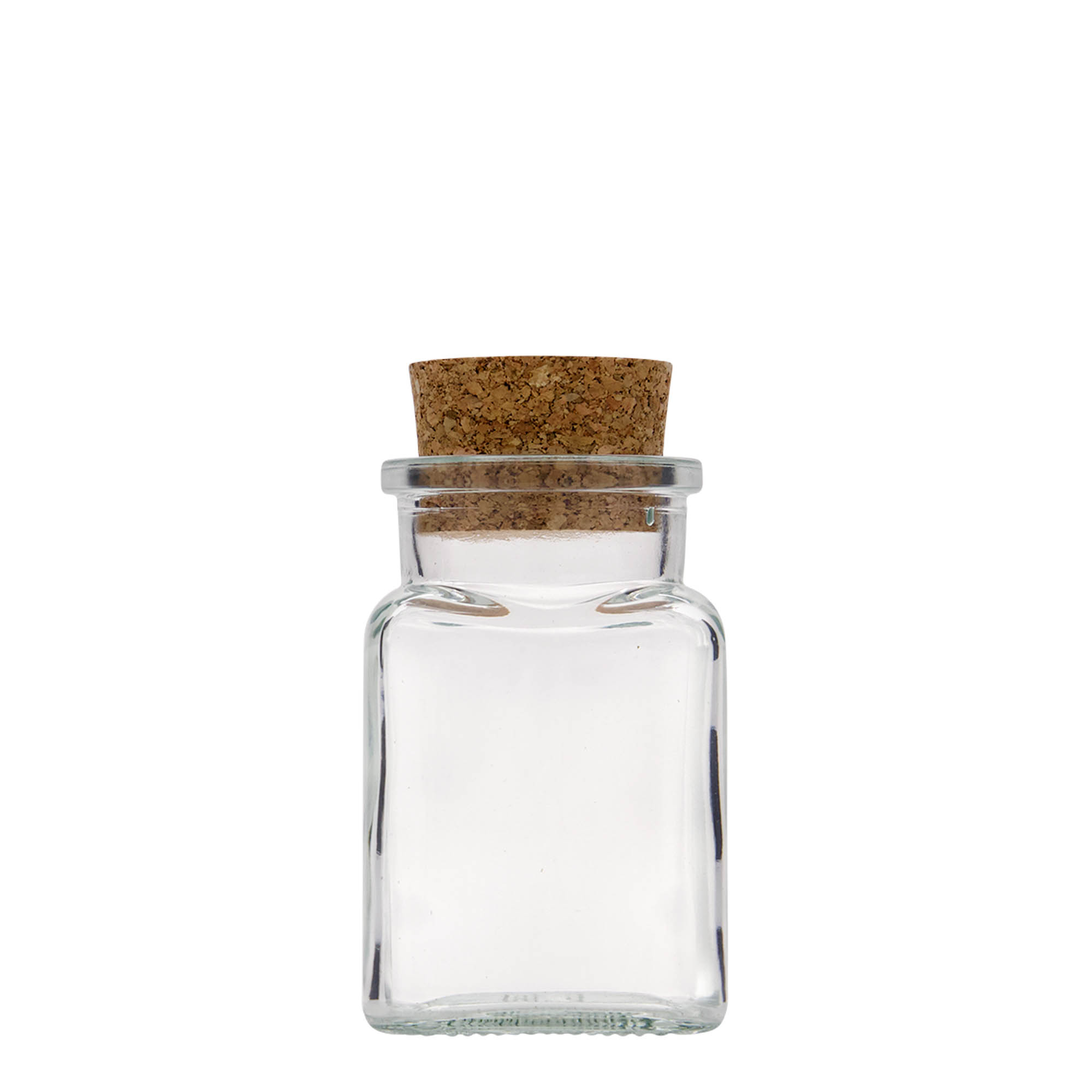 150 ml frasco de cortiça, quadrado, boca: cortiça