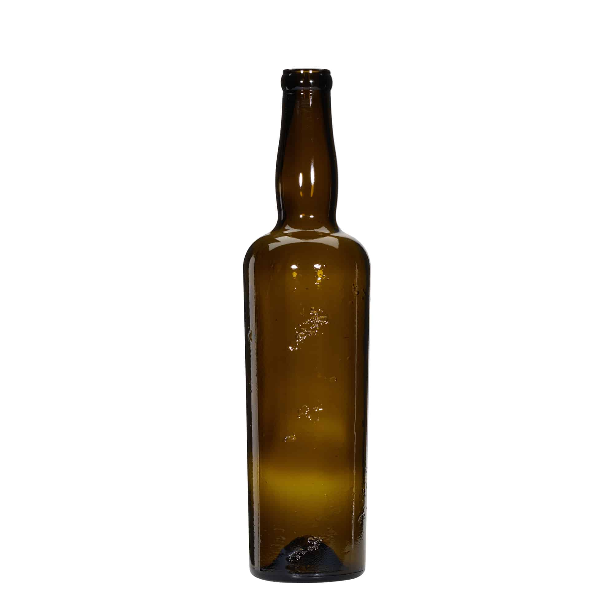 750 ml Garrafa de vidro artesanal 'Siroco', castanha, Boca: Cortiça