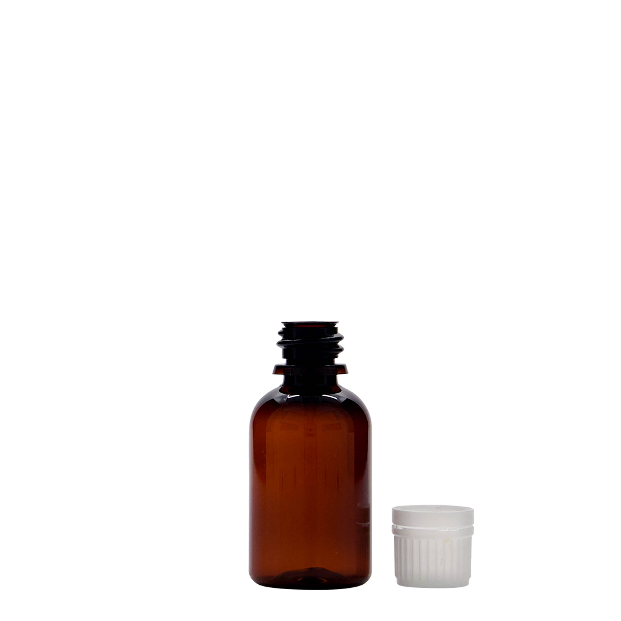 Frasco médico PET de 30 ml 'Easy Living', castanho, plástico, bocal: DIN 18