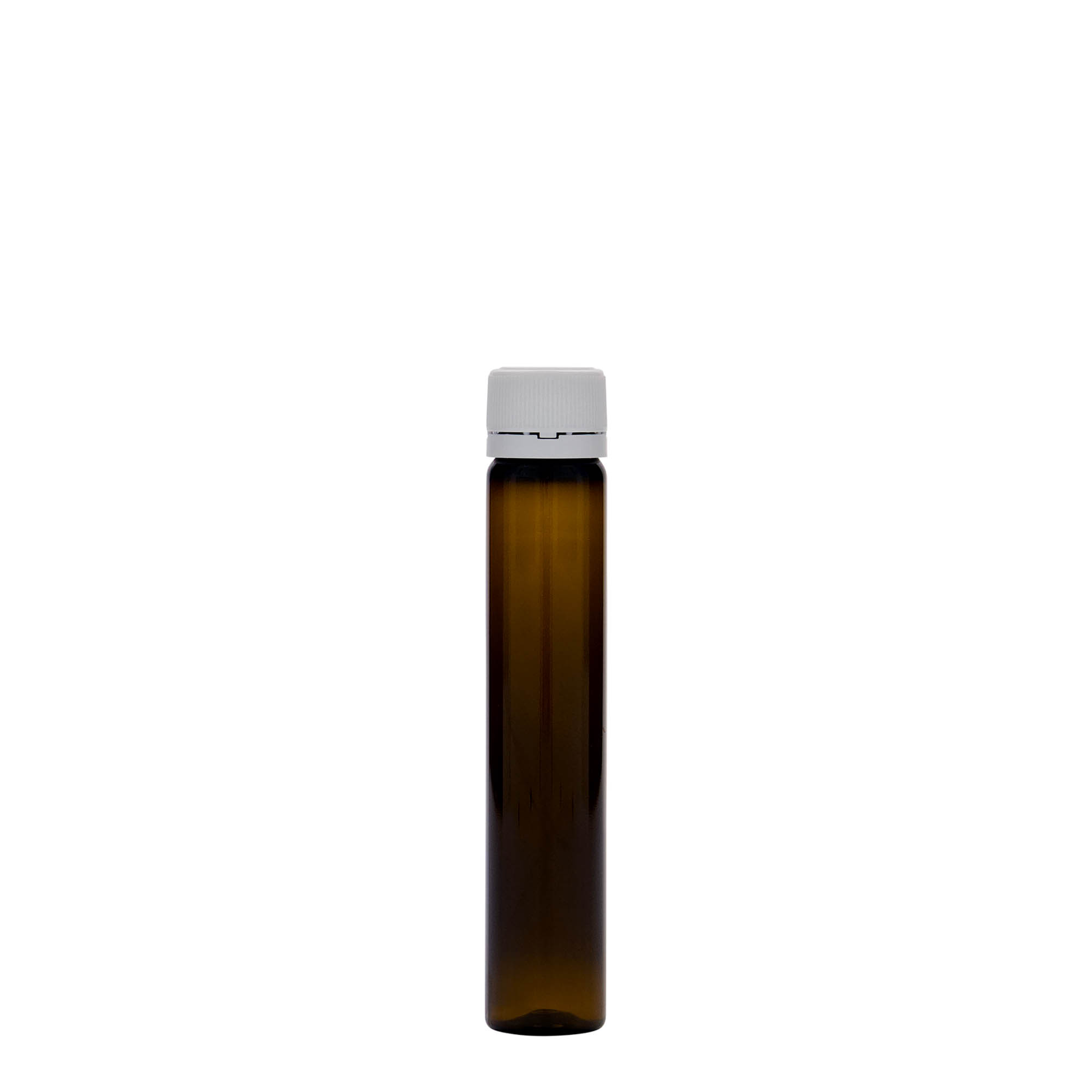 25 ml tubo PET, plástico, castanho, abertura: tampa de rosca