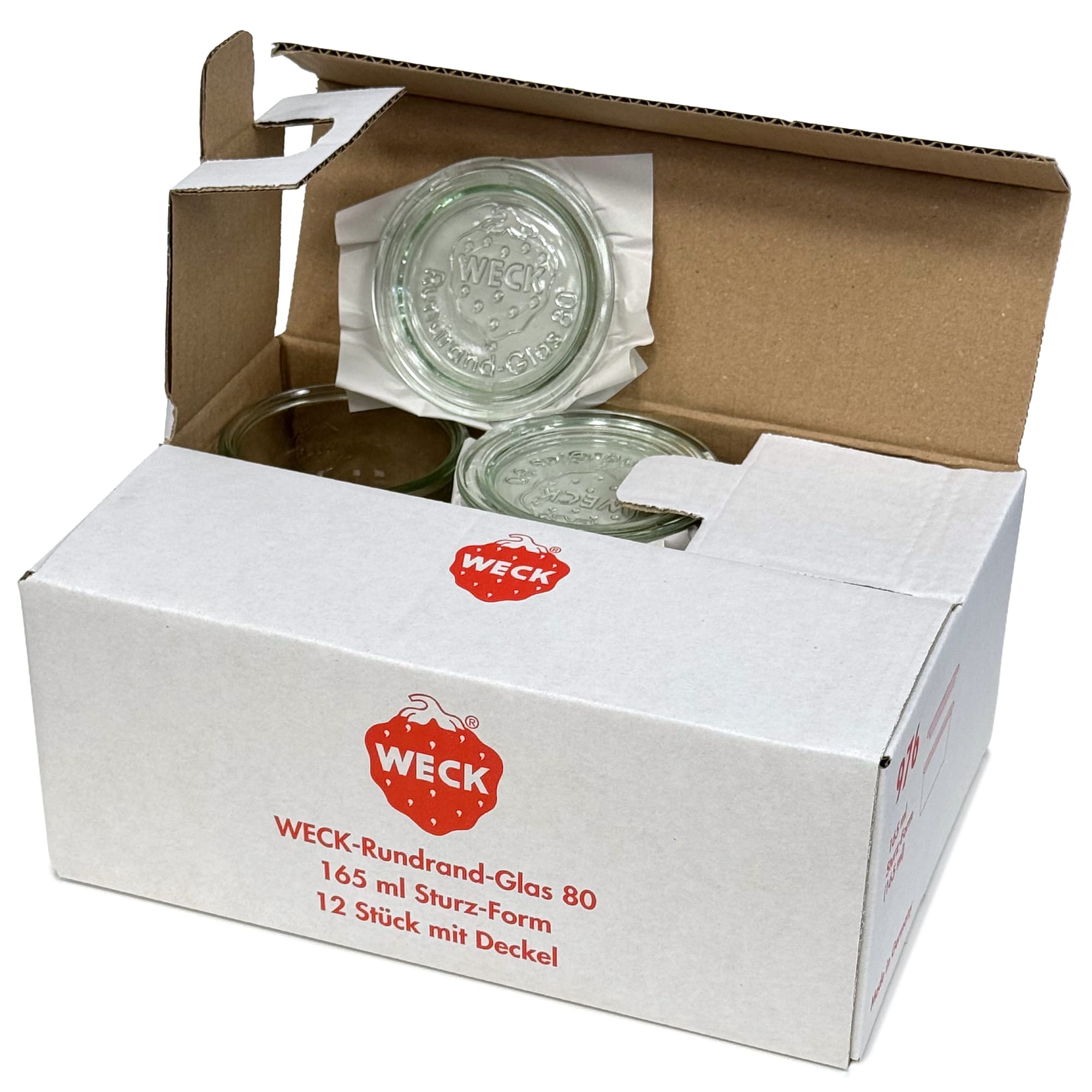 12x 165 ml frasco WECK com tampa de vidro RR 80