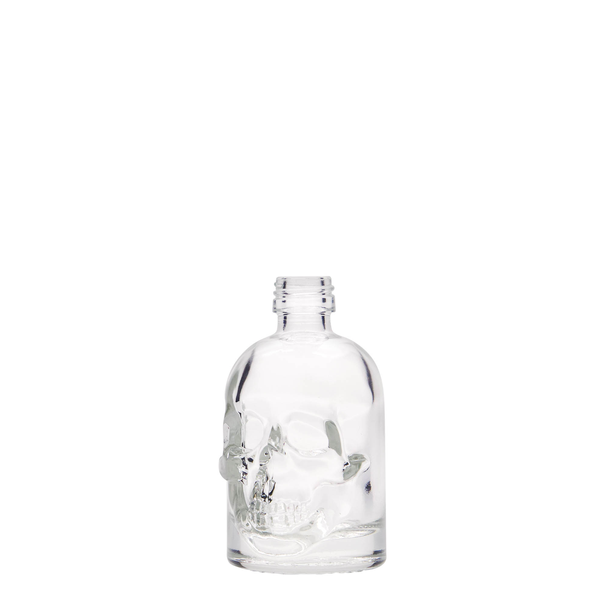 Frasco de vidro de 50 ml 'Caveira', boca: PP 18 Frasco de vidro de 50 ml 'Caveira', boca: PP 18