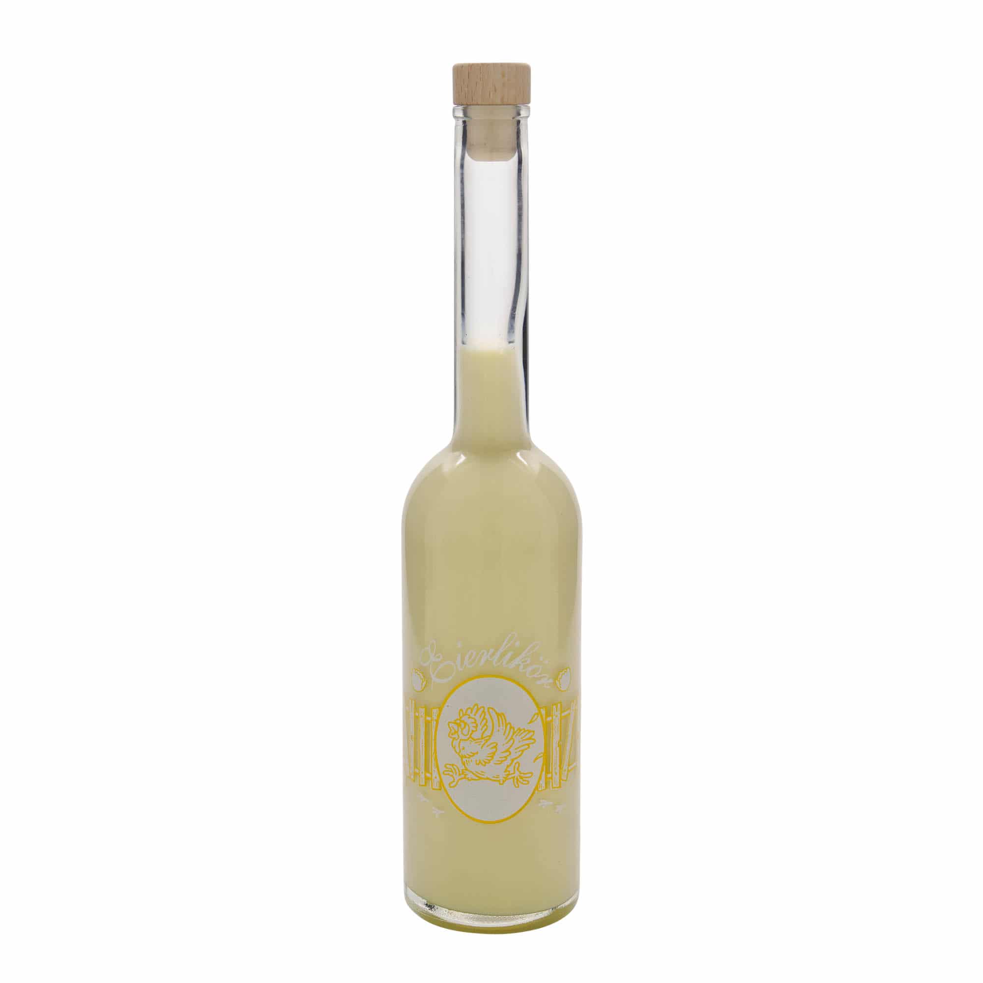 Garrafa de vidro de 500 ml 'Opera', motivo: licor de ovo, boca: cortiça