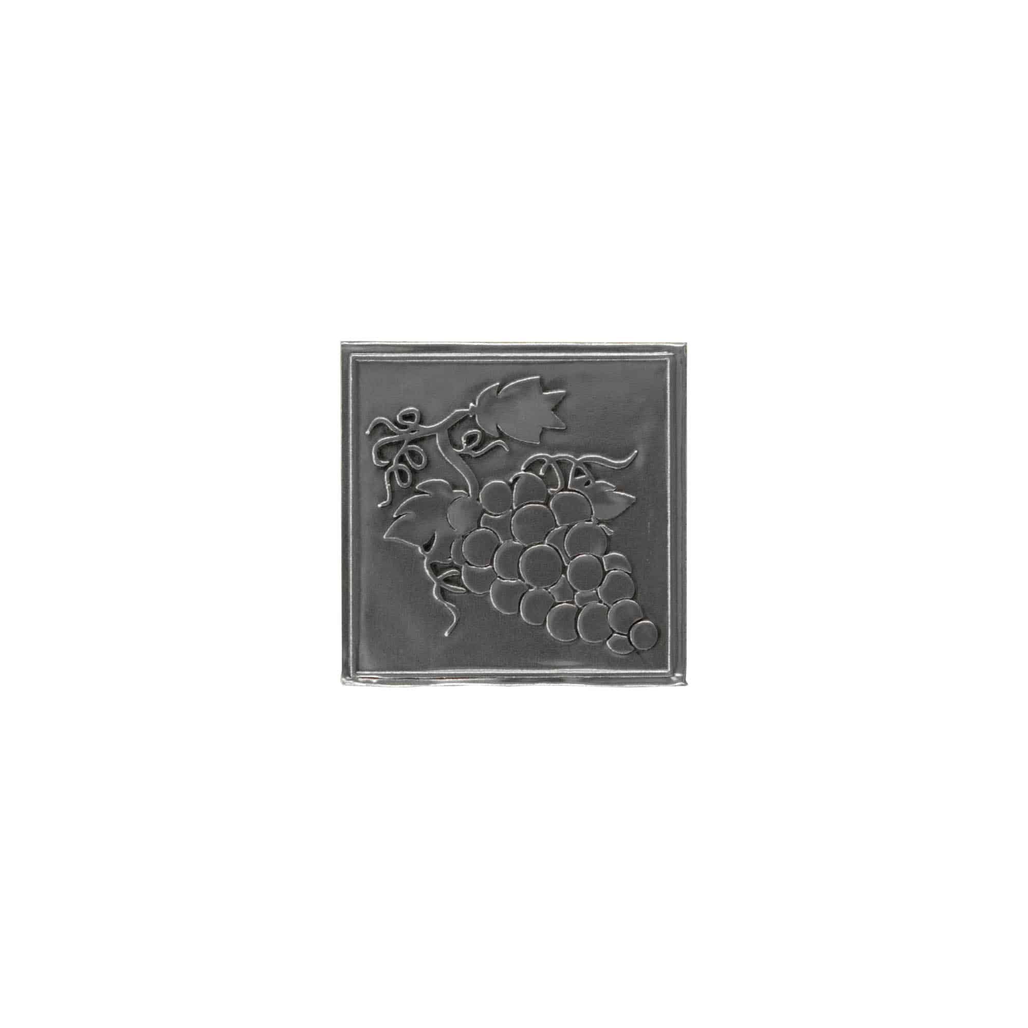Etiqueta de estanho 'Uva', quadrada, metal, prateado Etiqueta de estanho 'Uva', quadrada, metal, prateado