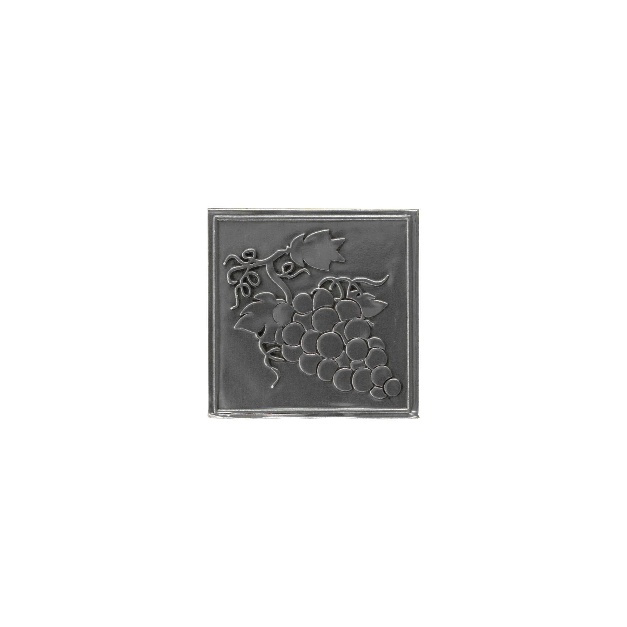 Etiqueta de estanho 'Uva', quadrada, metal, prateada Etiqueta de estanho 'Uva', quadrada, metal, prateada