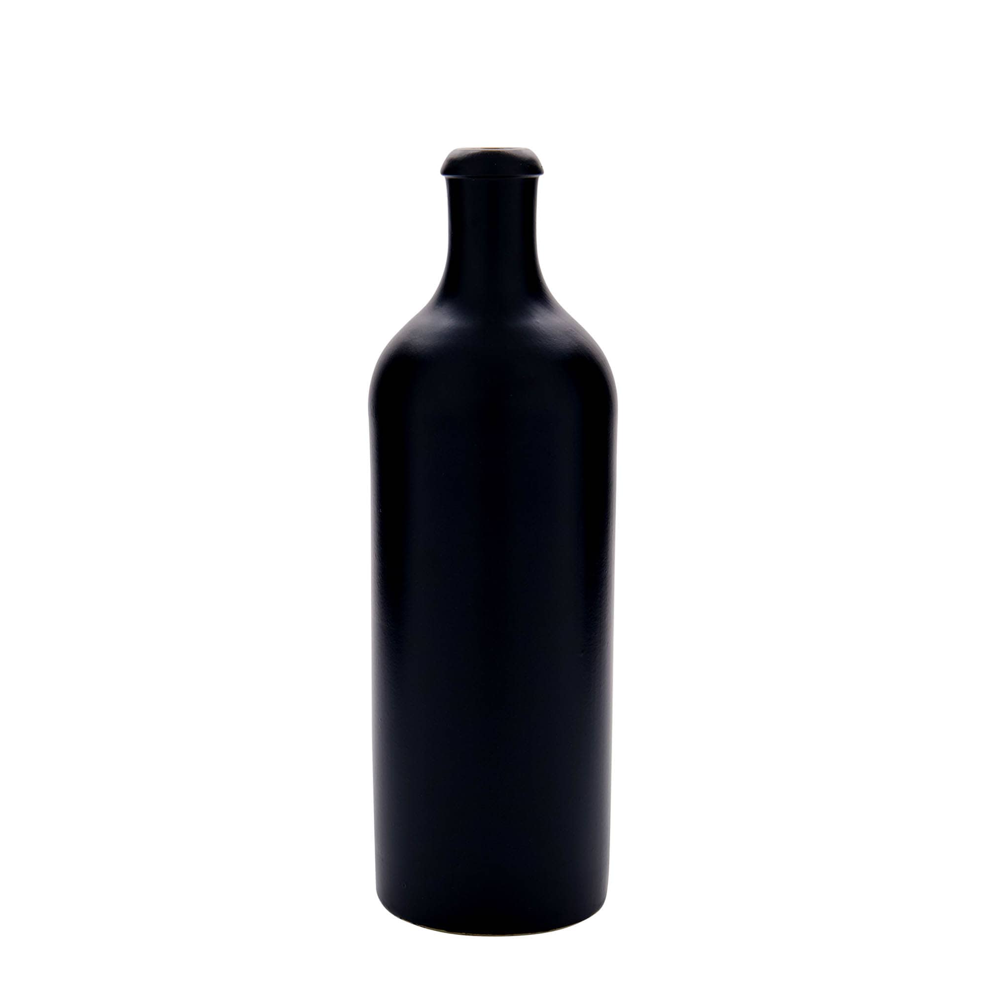 750 ml Jarro de barro, grés, preto, Boca: Cortiça