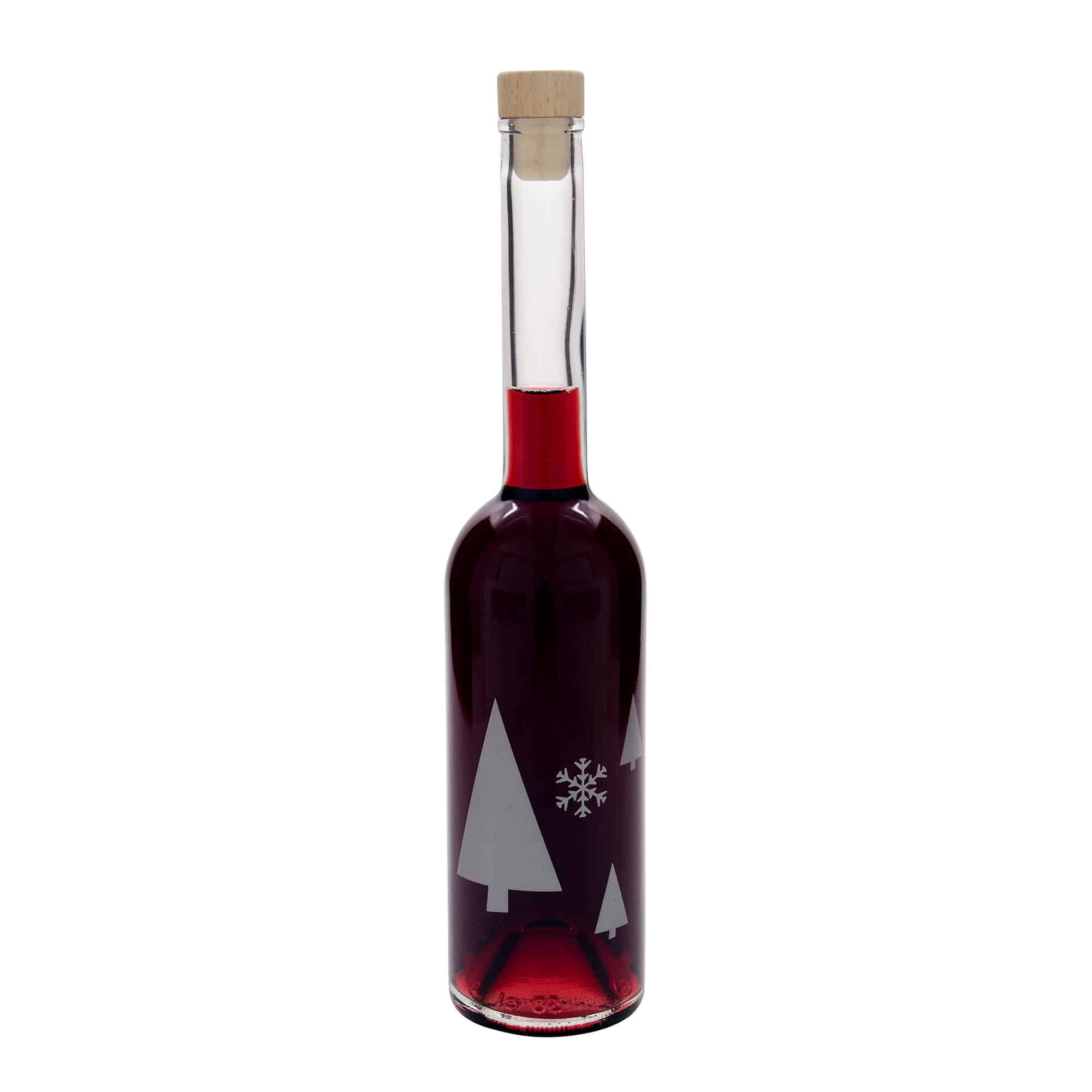 500 ml Garrafa de vidro 'Opera', Motivo: Flocos de neve, boca: Cortiça