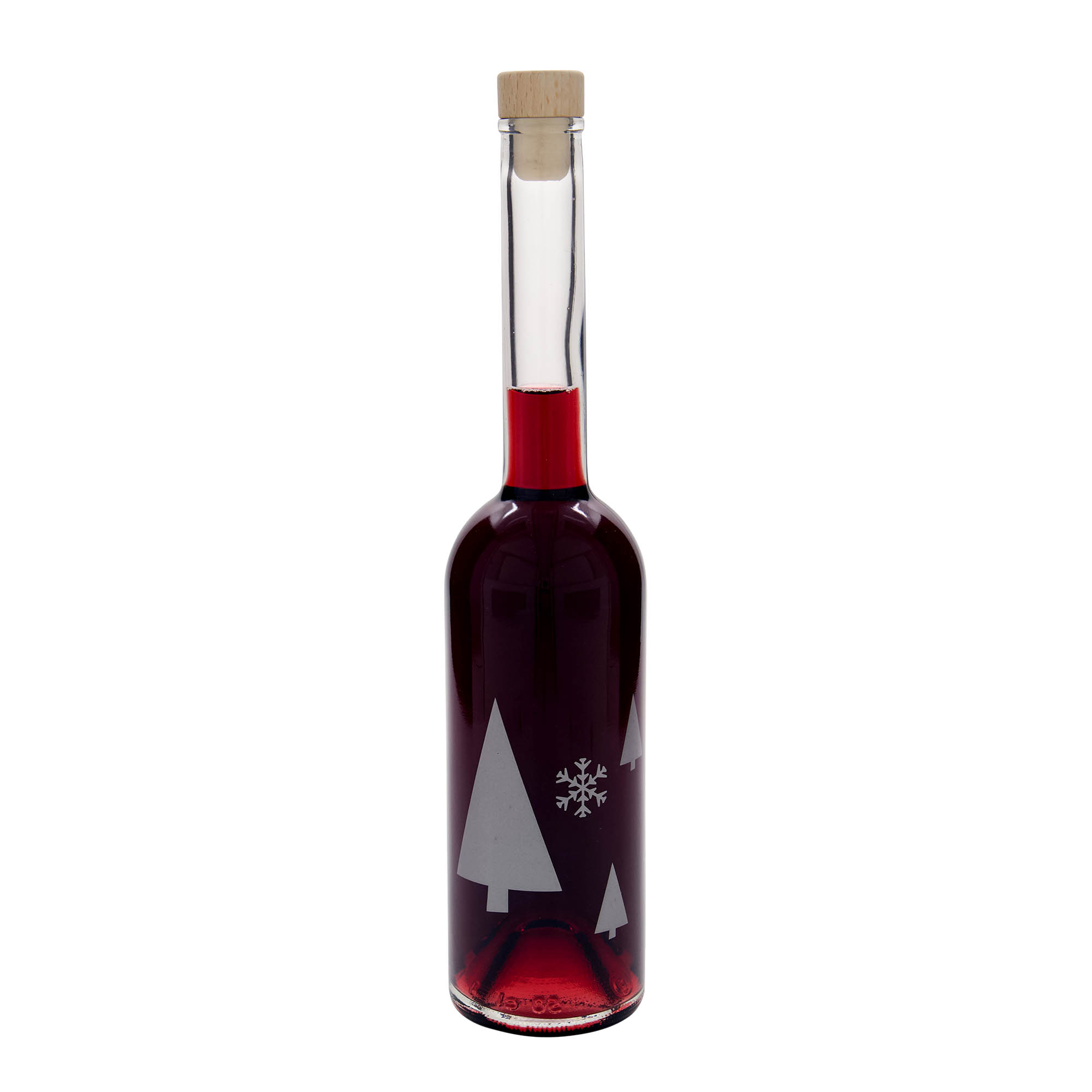 Garrafa de vidro de 500 ml 'Opera', motivo: flocos de neve, boca: cortiça