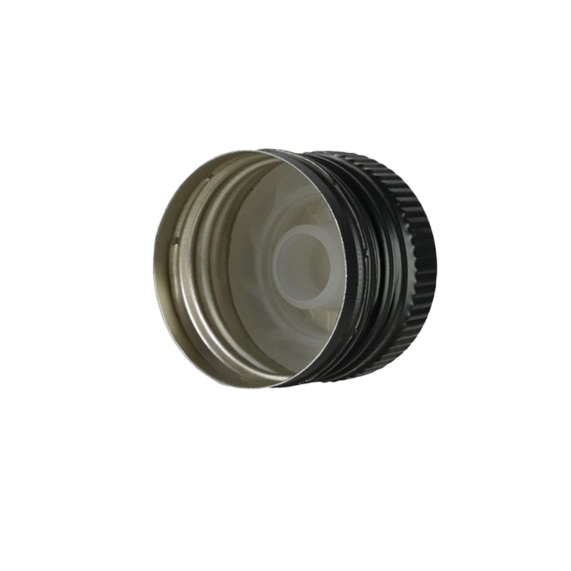 Tampa de rosca com bico de saída, metal-plástico, preto, para abertura: PP 31,5 Tampa de rosca com bico de saída, metal-plástico, preto, para abertura: PP 31,5