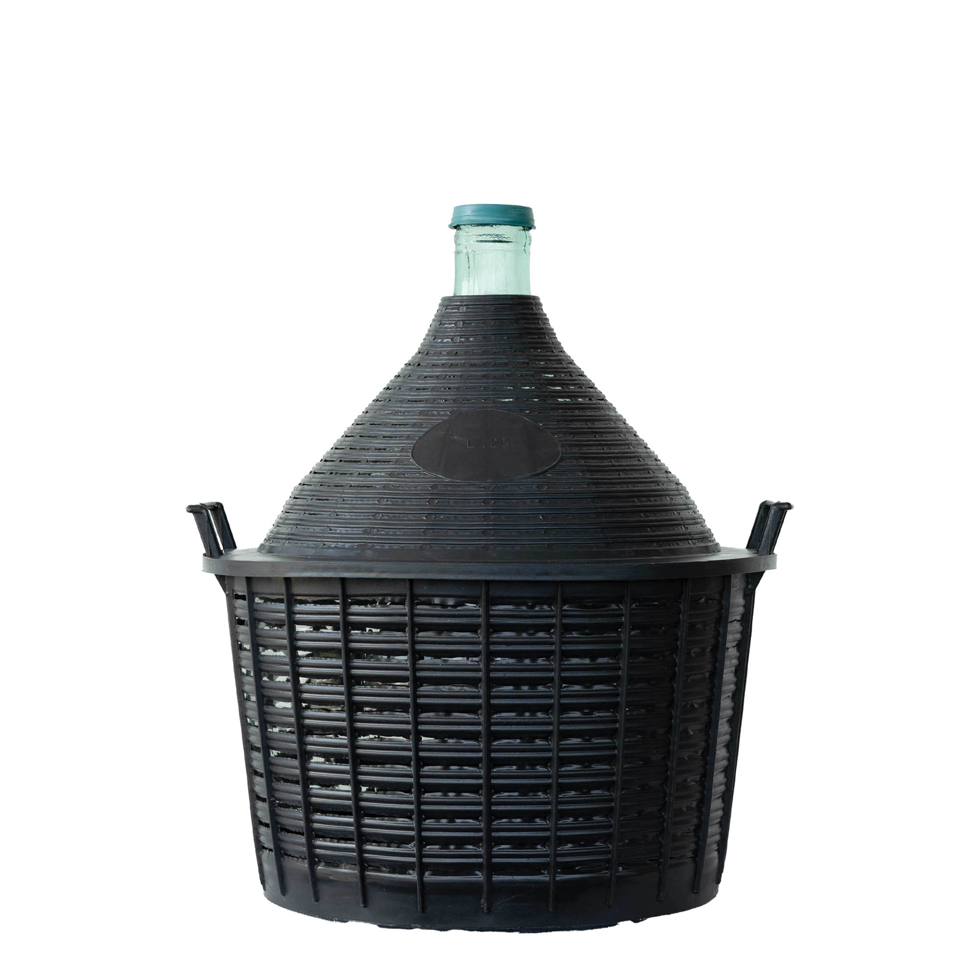 Botija de 25 l, pescoço estreito, vidro, boca: tampa de encaixe Botija de 25 l, pescoço estreito, vidro, boca: tampa de encaixe