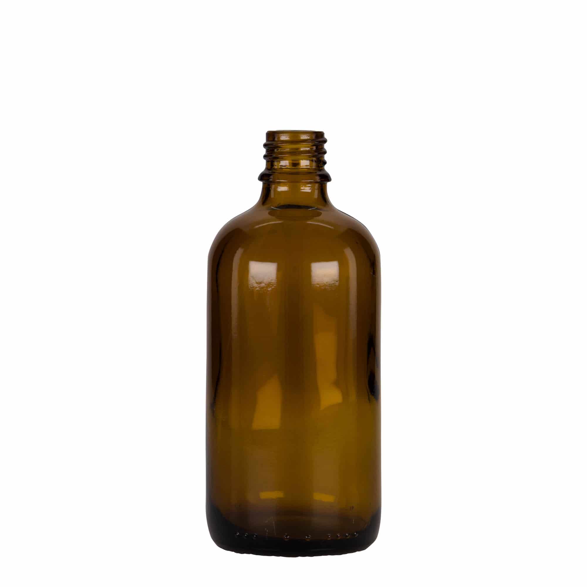 100 ml Frasco conta gotas farmacêutico, vidro, castanho-preto, boca: DIN 18