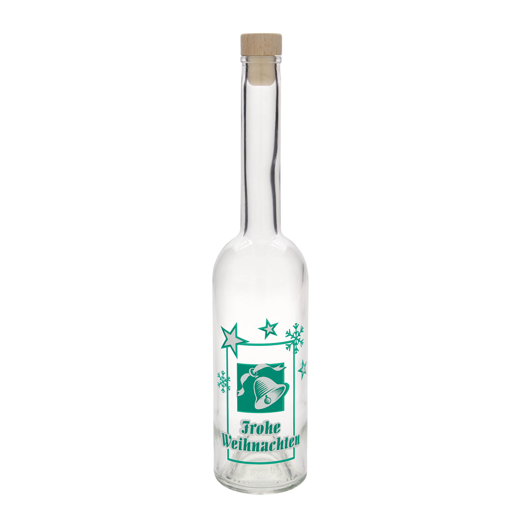 Garrafa de vidro de 500 ml 'Ópera', motivo: Feliz Natal, boca: cortiça Garrafa de vidro de 500 ml 'Ópera', motivo: Feliz Natal, boca: cortiça