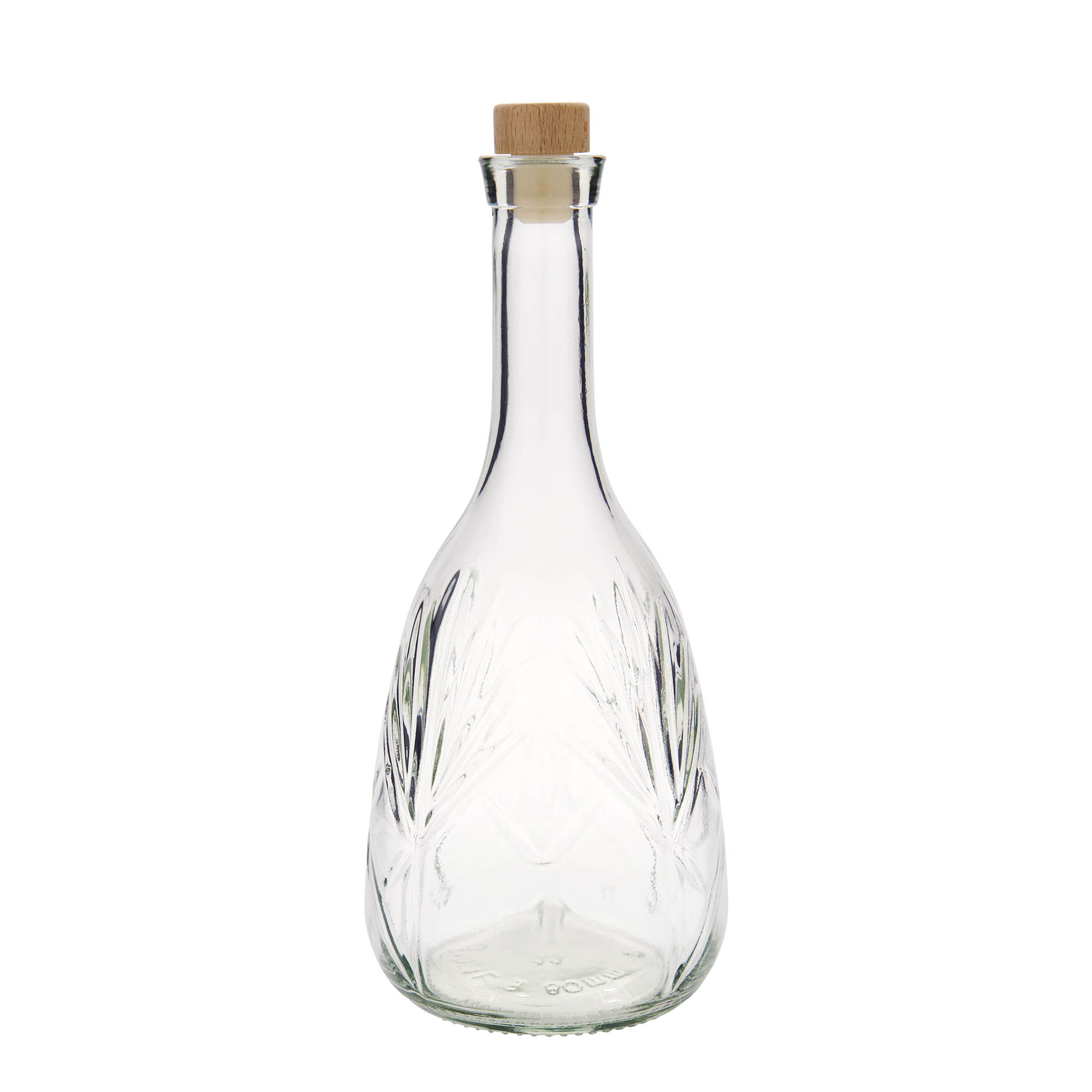 Garrafa de vidro 1.000 ml 'Reliefa', boca: cortiça
