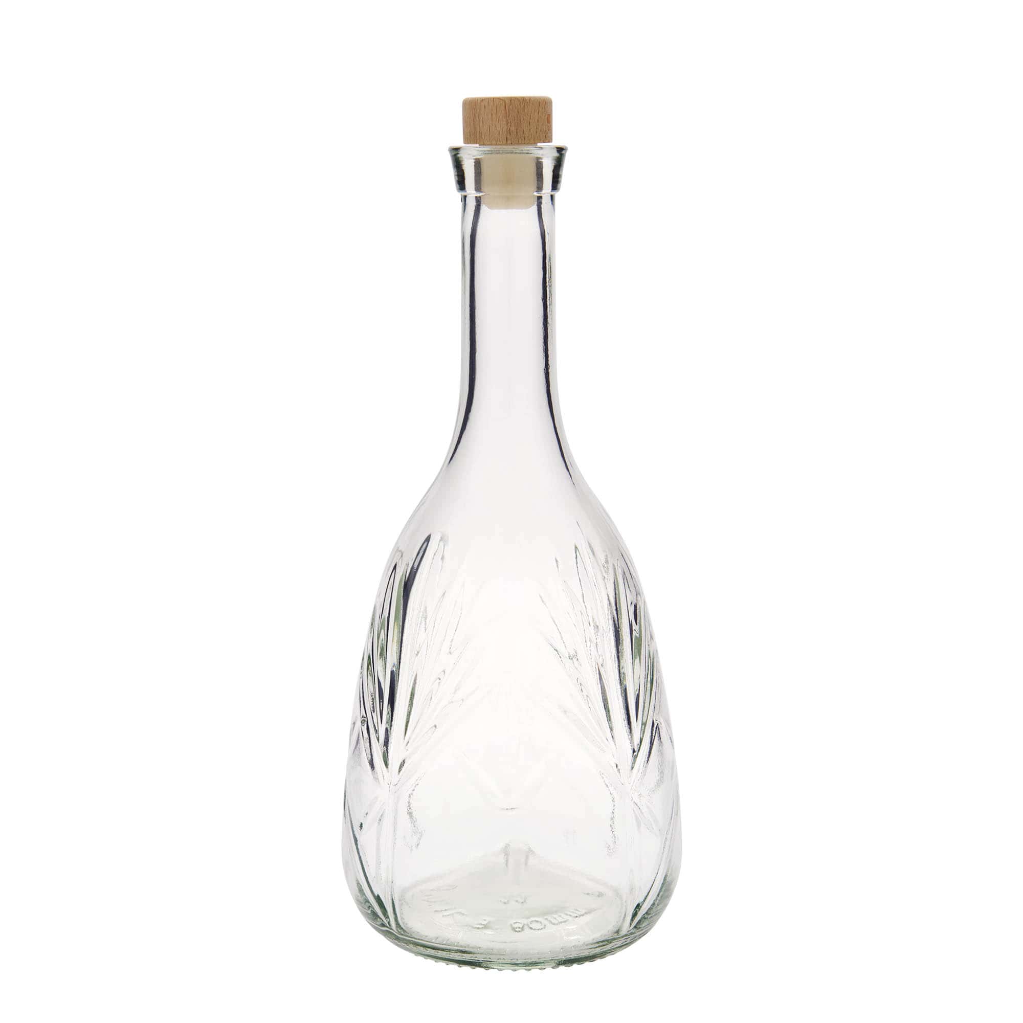 Garrafa de vidro 1.000 ml 'Reliefa', boca: cortiça