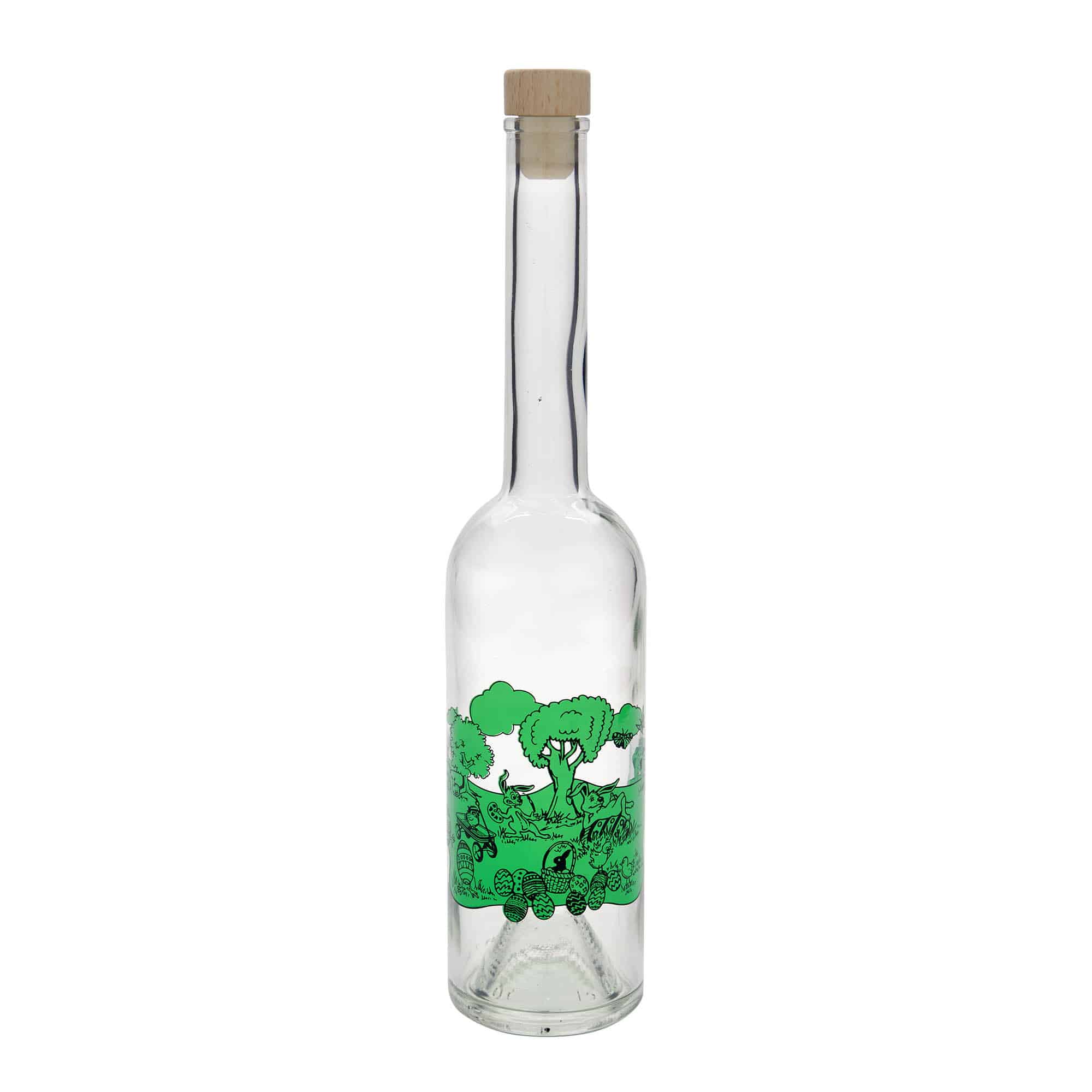 Garrafa de vidro de 500 ml 'Opera', motivo: Feliz Páscoa, boca: cortiça