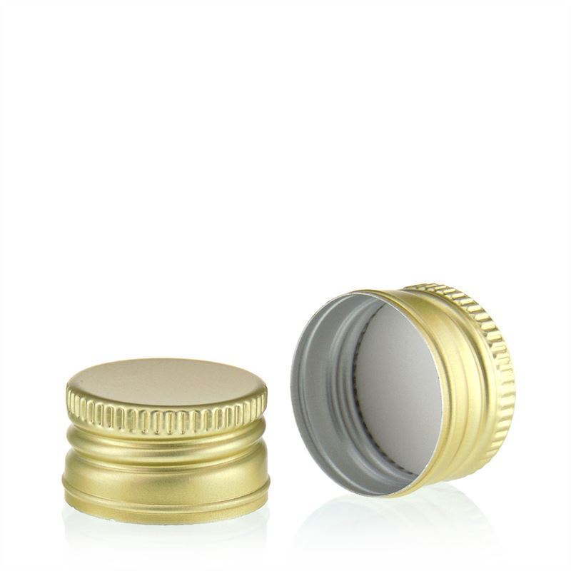 Tampa de rosca, metal, dourada, para bocal: PP 28 Tampa de rosca, metal, dourada, para bocal: PP 28