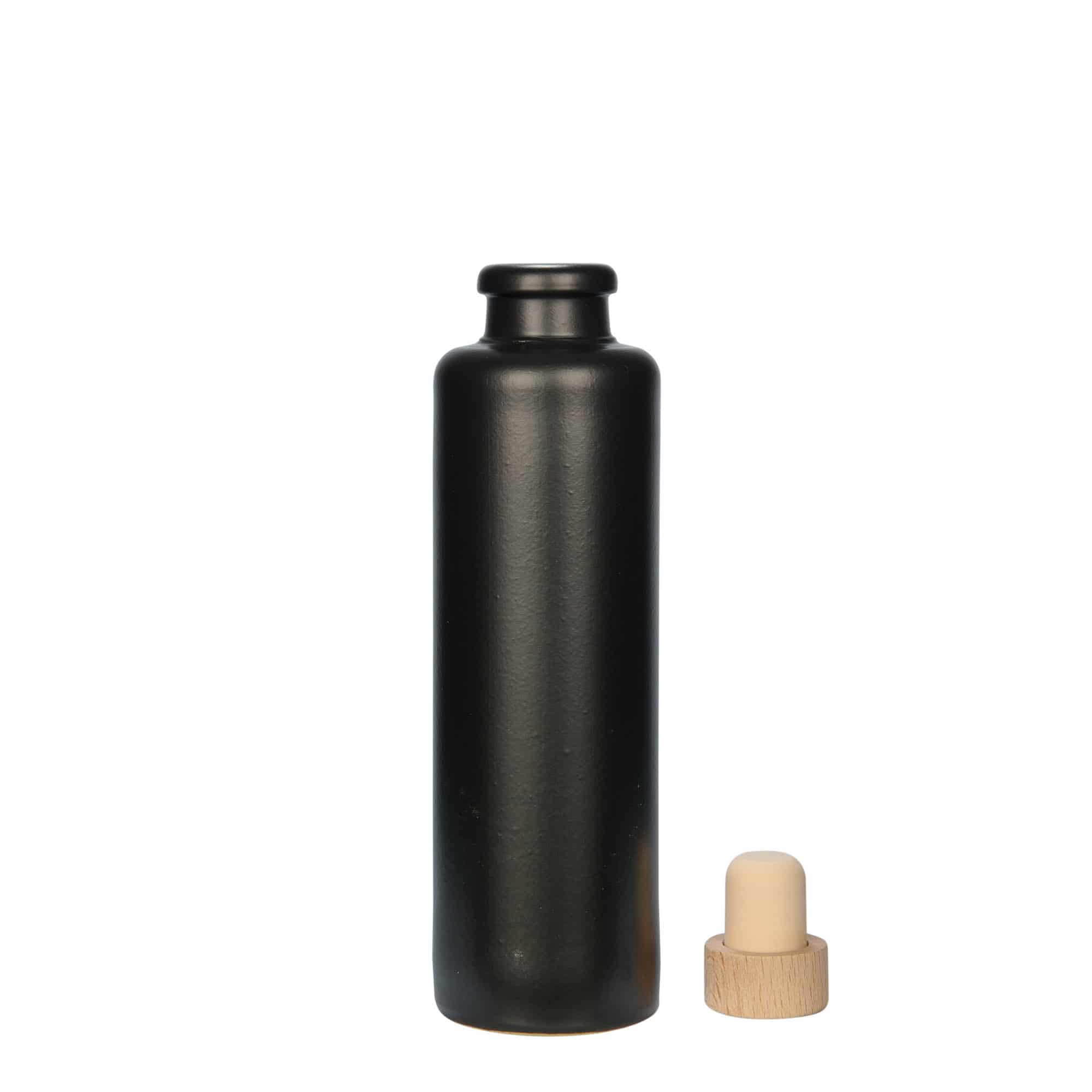 Jarro de barro 200 ml, faiança, preto, abertura: cortiça