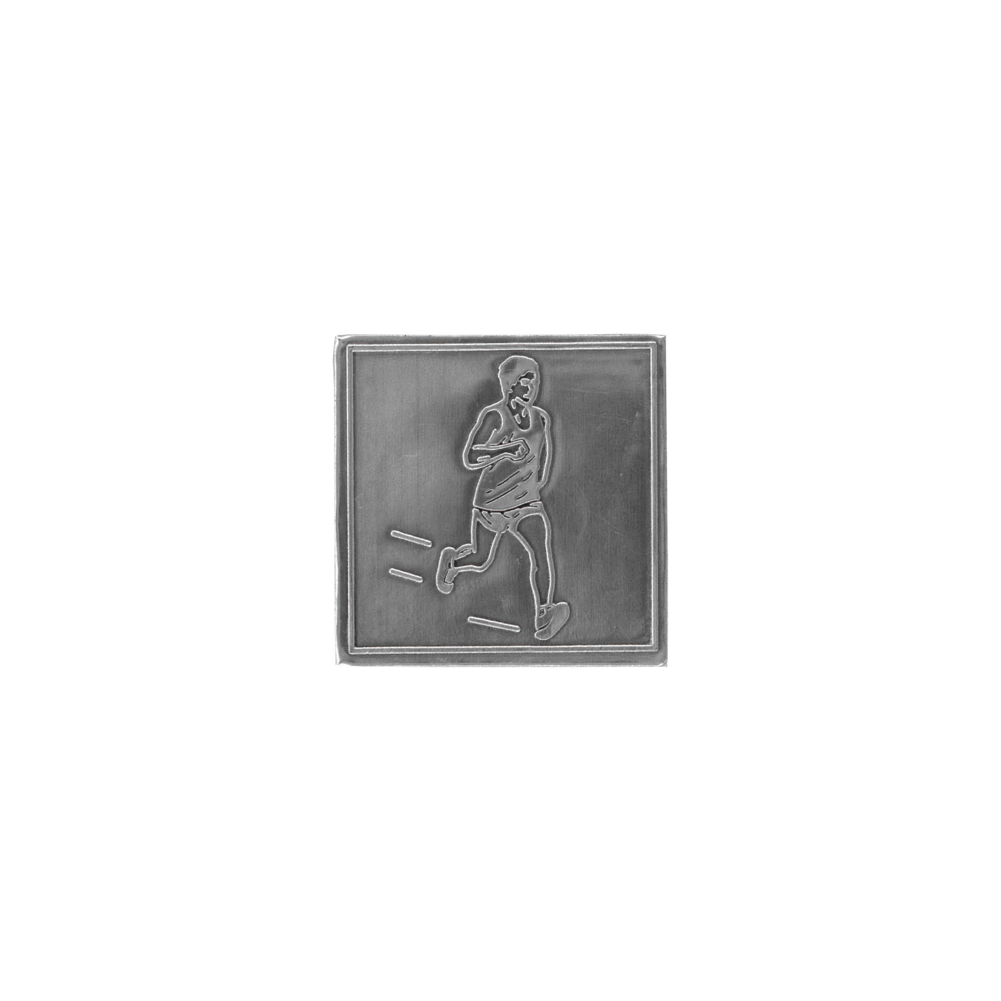 Etiqueta de estanho 'Jogger', quadrada, metal, prateada Etiqueta de estanho 'Jogger', quadrada, metal, prateada