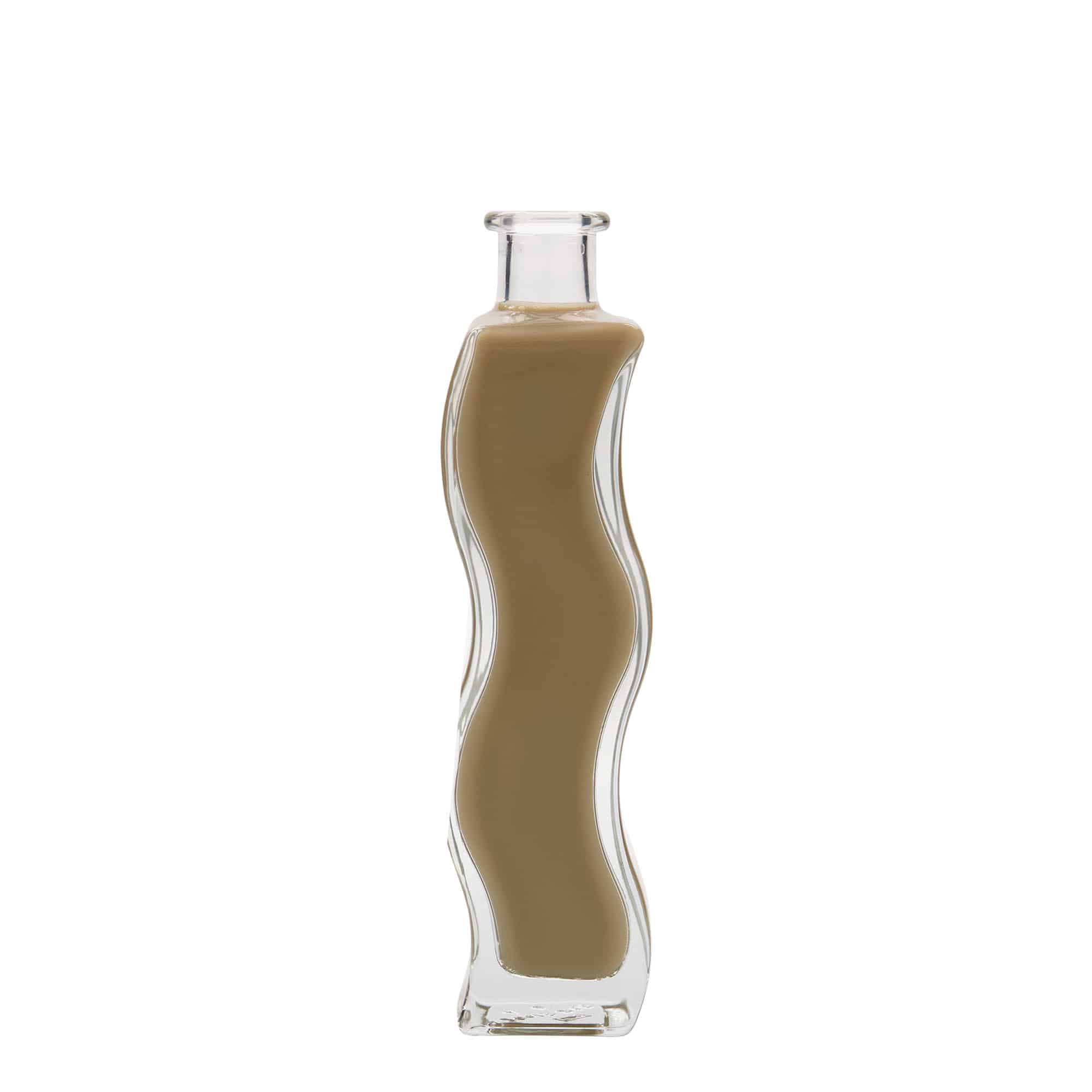 Garrafa de vidro de 200 ml 'Onda', quadrada, boca: cortiça