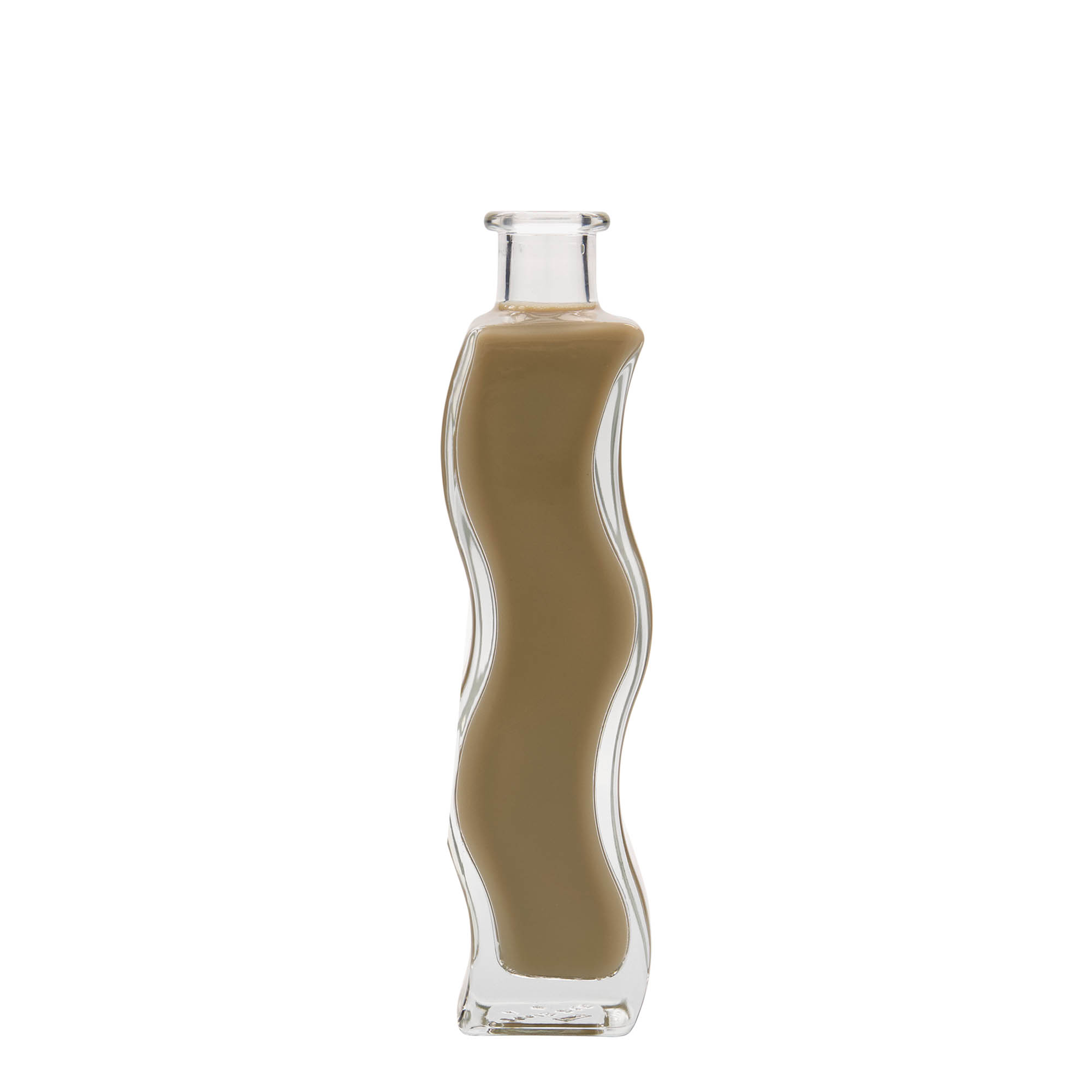 Garrafa de vidro de 200 ml 'Onda', quadrada, boca: cortiça