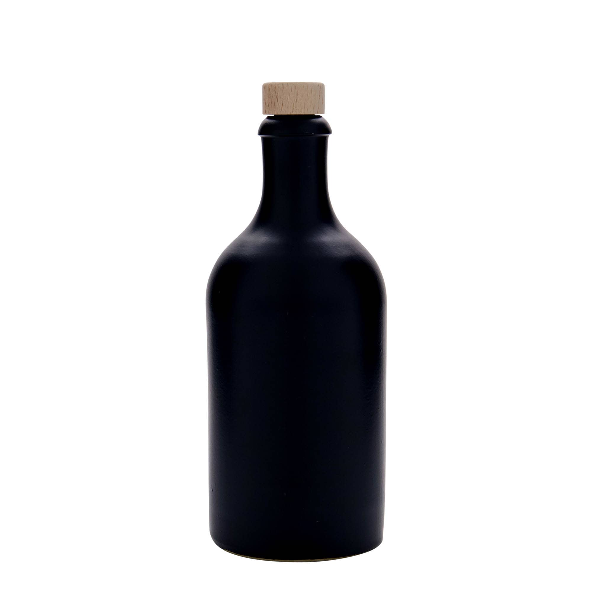 Jarro de barro 500 ml, grés, preto, boca: cortiça
