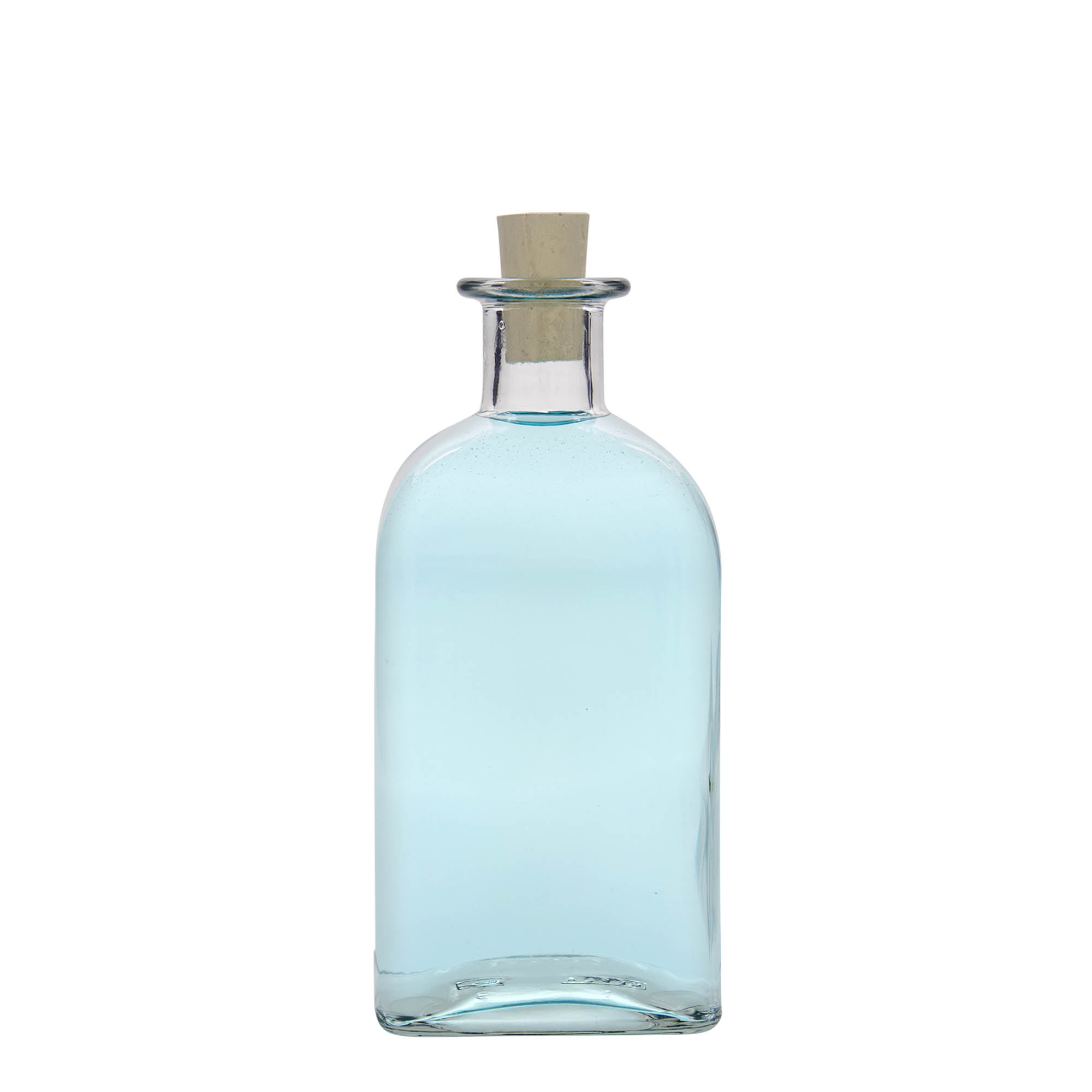 Frasco de vidro de 500 ml Apotheker Carré, quadrado, abertura: cortiça Frasco de vidro de 500 ml Apotheker Carré, quadrado, abertura: cortiça