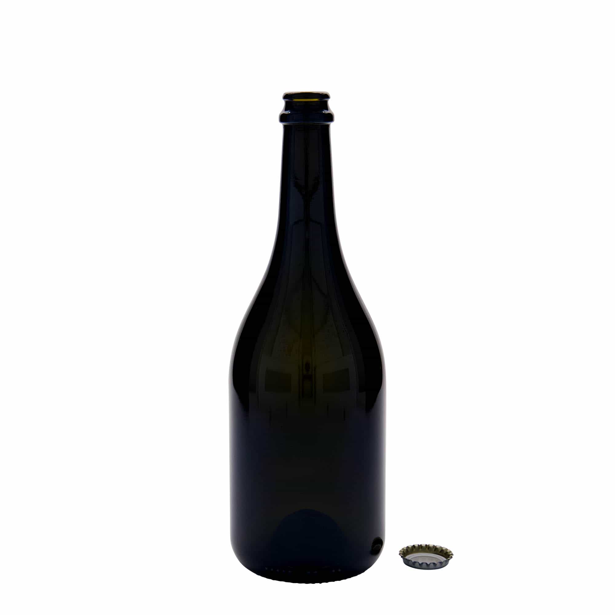 750 ml Garrafa de cerveja 'Horta', vidro, verde antigo, boca: Tampas coroa