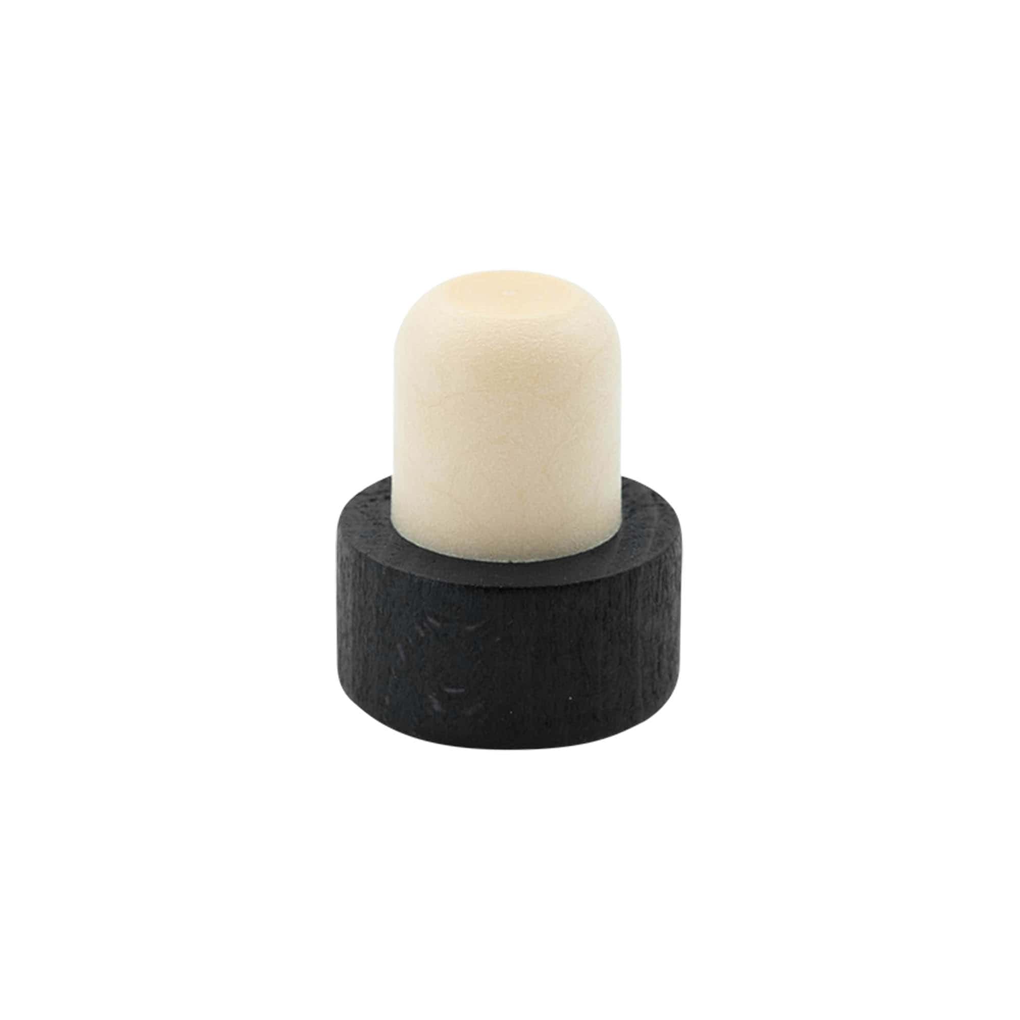 Rolha de aperto 19 mm, madeira/plástico, preta, para bocal: cortiça
