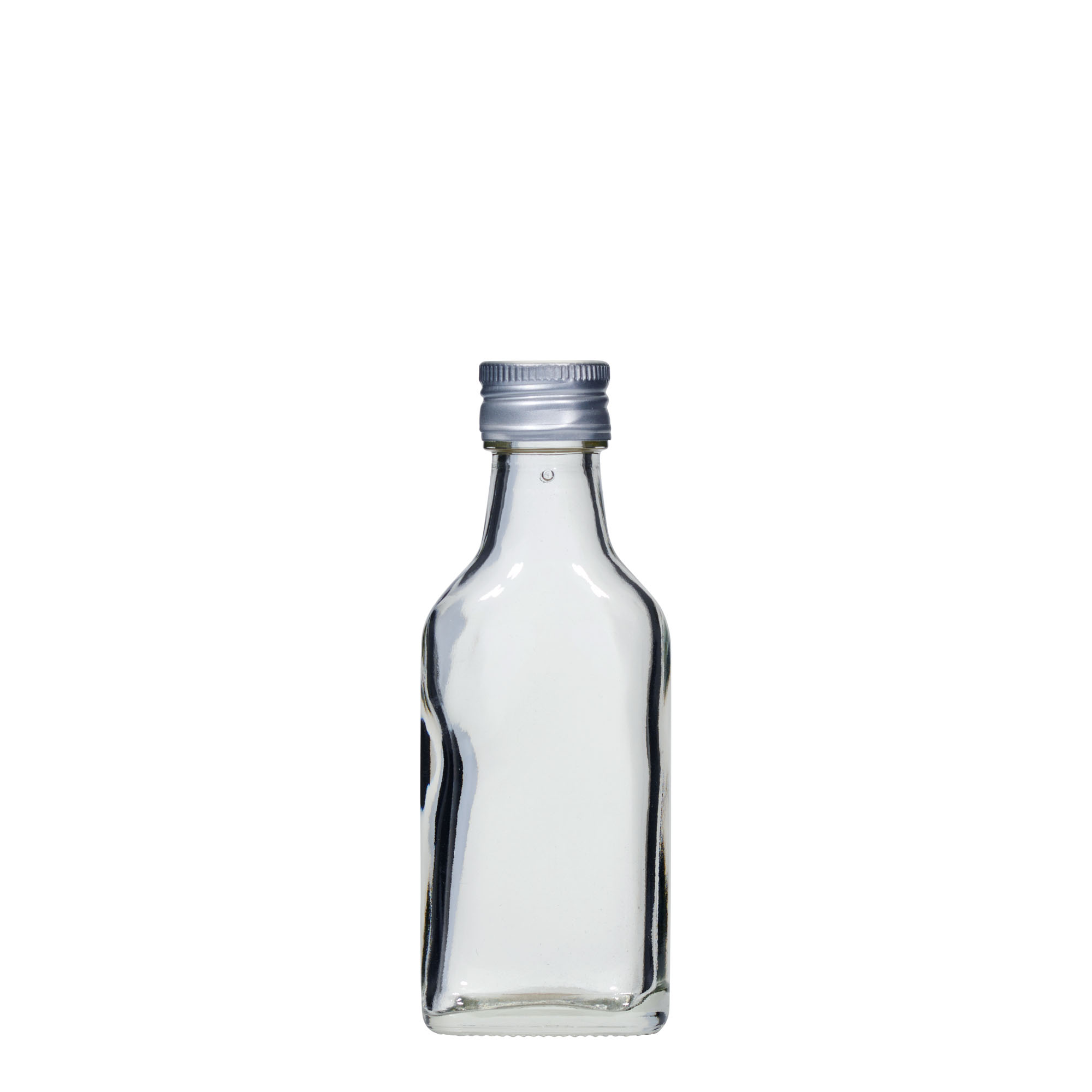 Frasco de bolso de 40 ml, retangular, bocal: PP 22 Frasco de bolso de 40 ml, retangular, bocal: PP 22