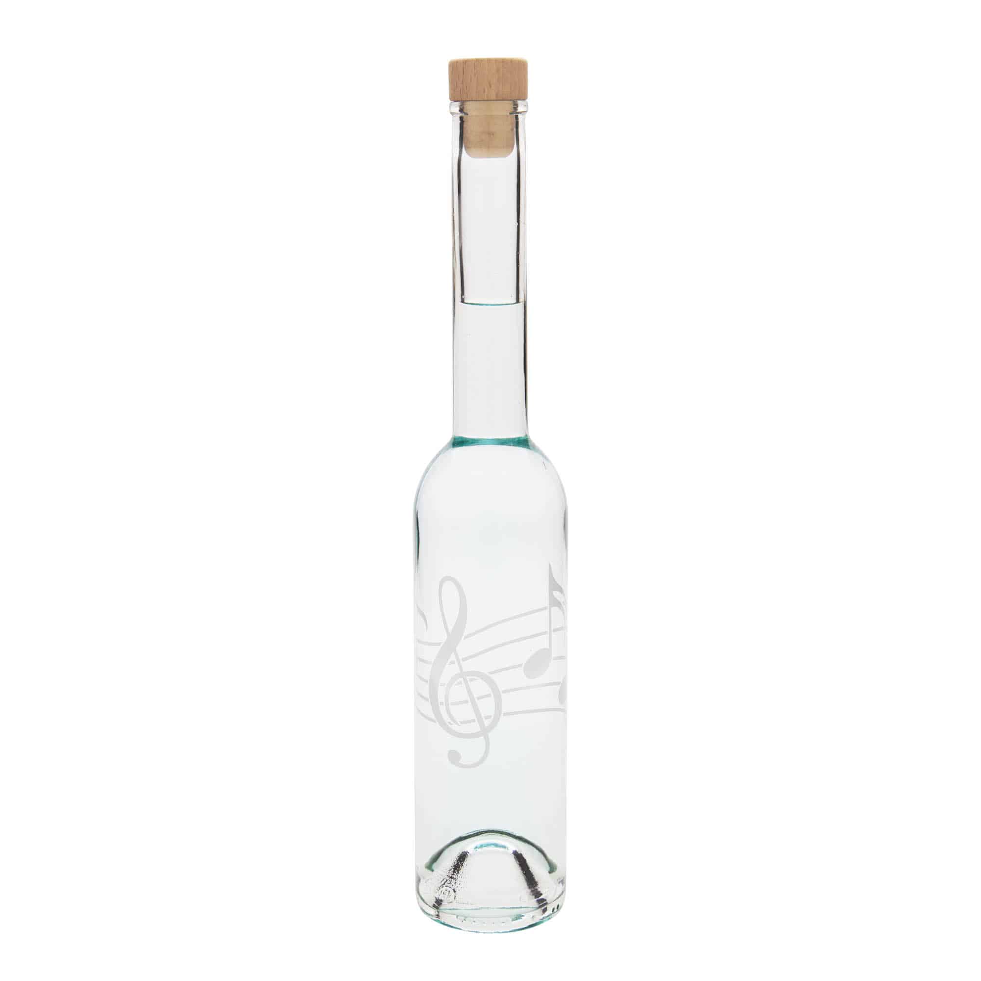 350 ml Garrafa de vidro 'Opera', Motivo: Notas musicais, boca: Cortiça