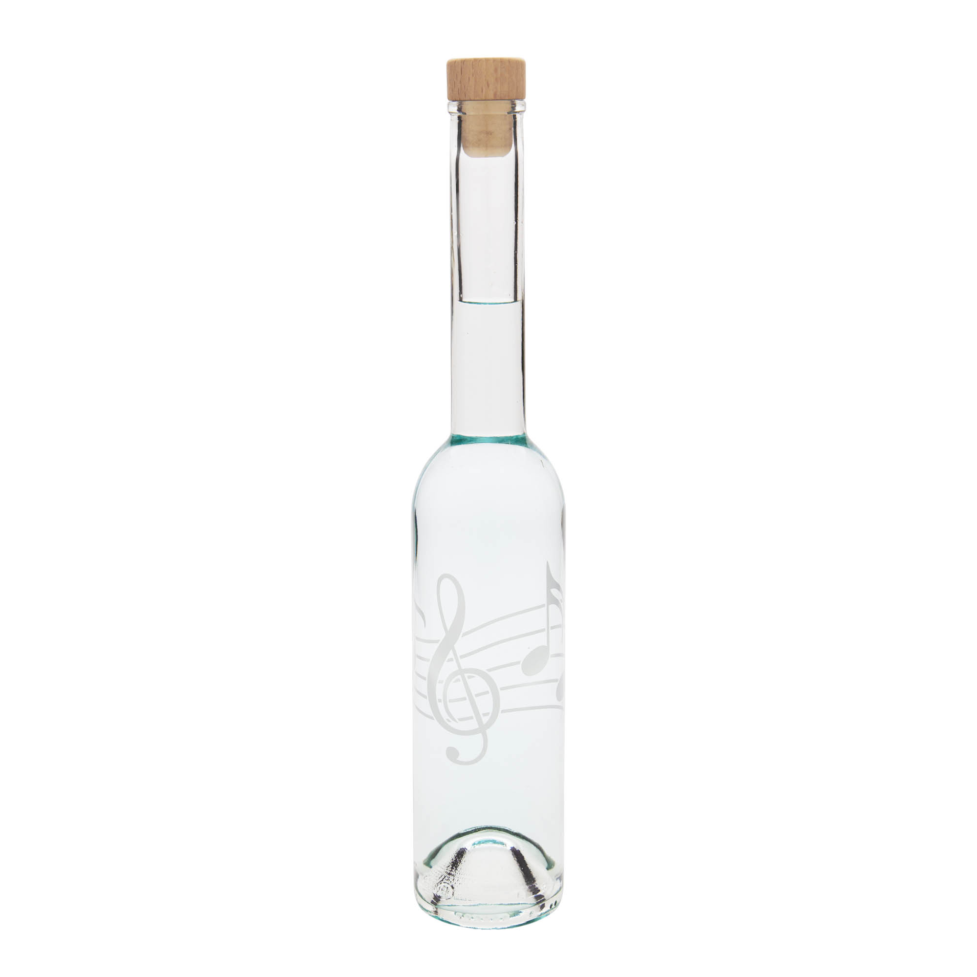 Garrafa de vidro de 350 ml 'Ópera', motivo: notas musicais, boca: cortiça Garrafa de vidro de 350 ml 'Ópera', motivo: notas musicais, boca: cortiça
