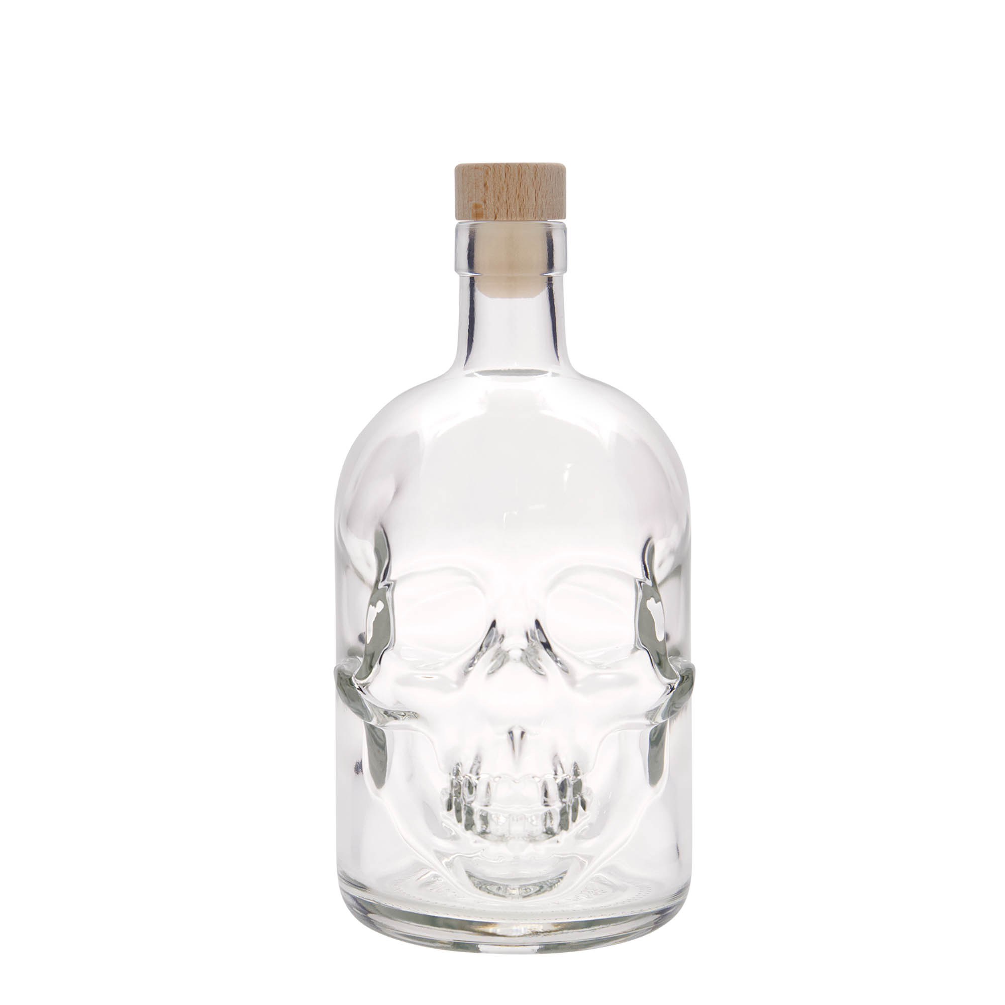 Garrafa de vidro de 700 ml 'Caveira', Boca: Cortiça Garrafa de vidro de 700 ml 'Caveira', Boca: Cortiça
