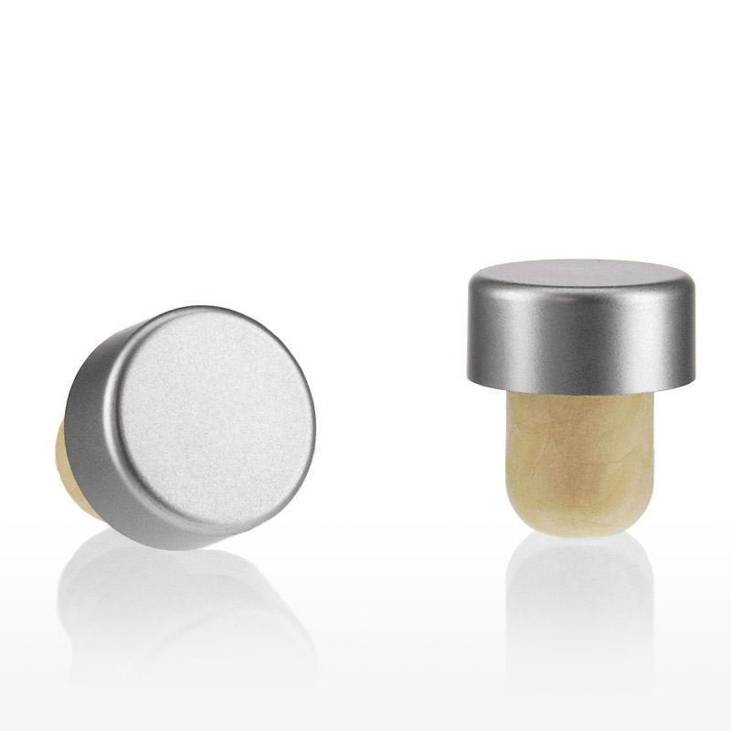 Rolha de pega 19 mm, plástico, prateada, para boquilha: cortiça Rolha de pega 19 mm, plástico, prateada, para boquilha: cortiça