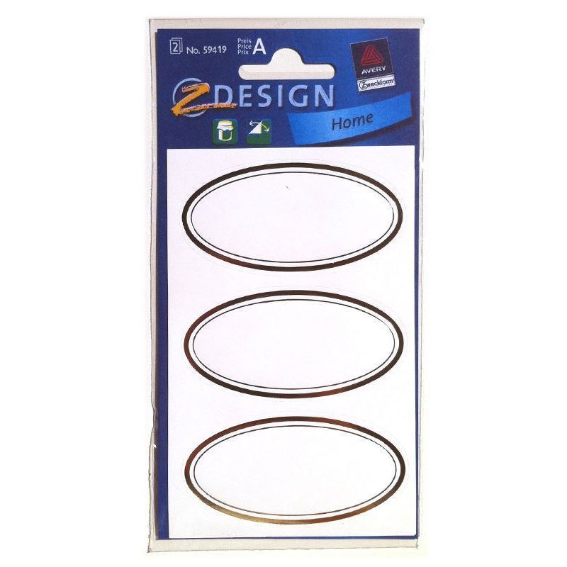 Zweckform Etiquetas 'Moldura Dourada', oval, papel, branco-dourado
