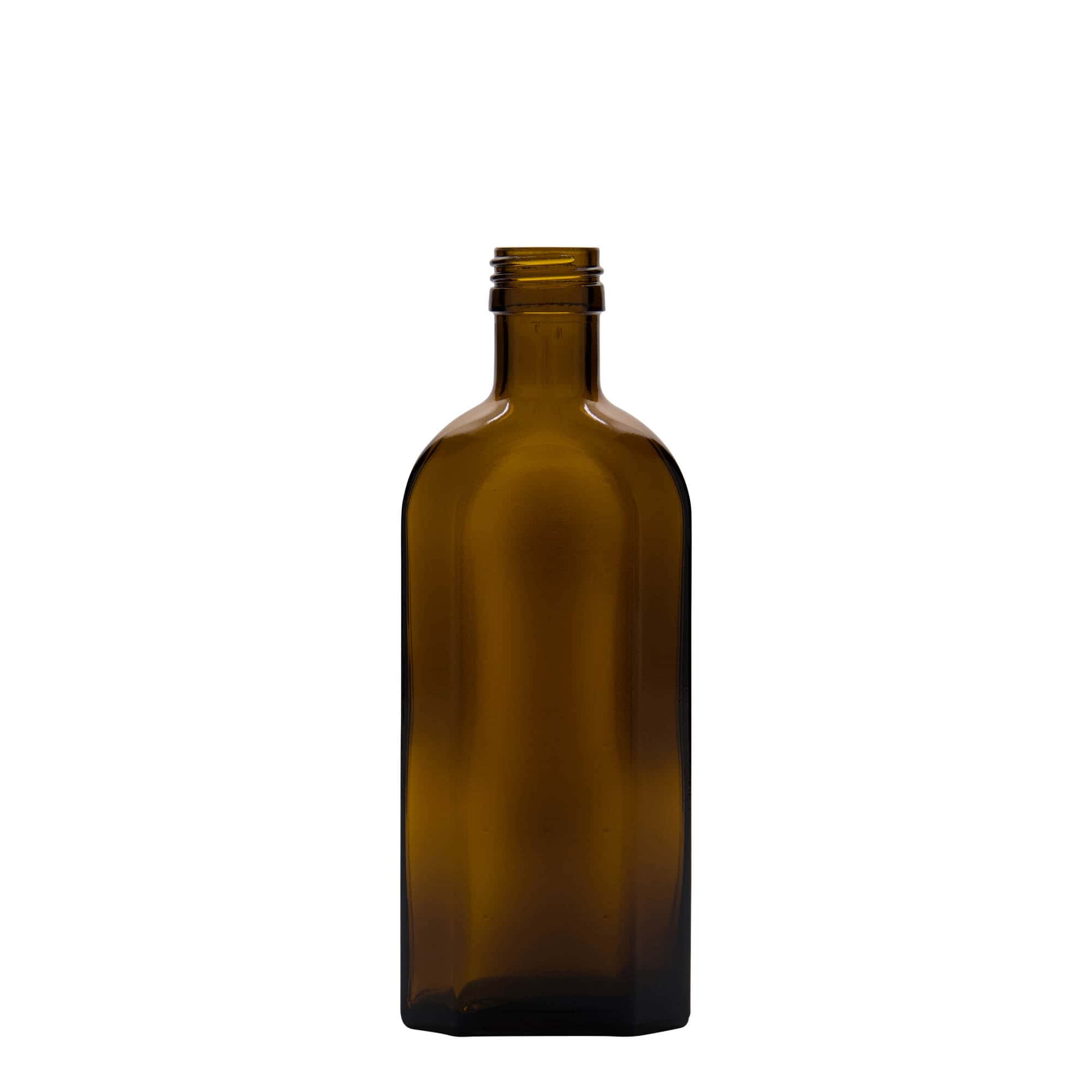 Frasco medicinal de 250 ml Meplat, oval, vidro, castanho, abertura: PP 28
