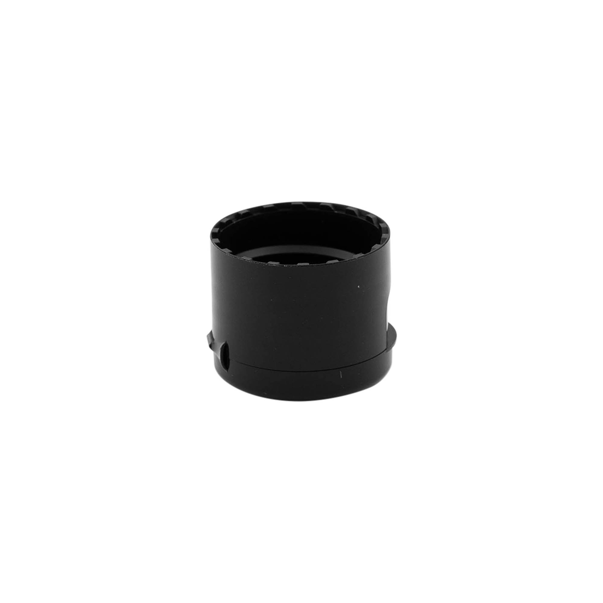 Tampa de rosca com dobradiça articulada, plástico PP, preto, para boca: 24/410